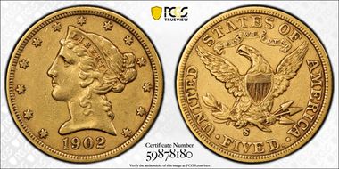 1902-S $5 AU53