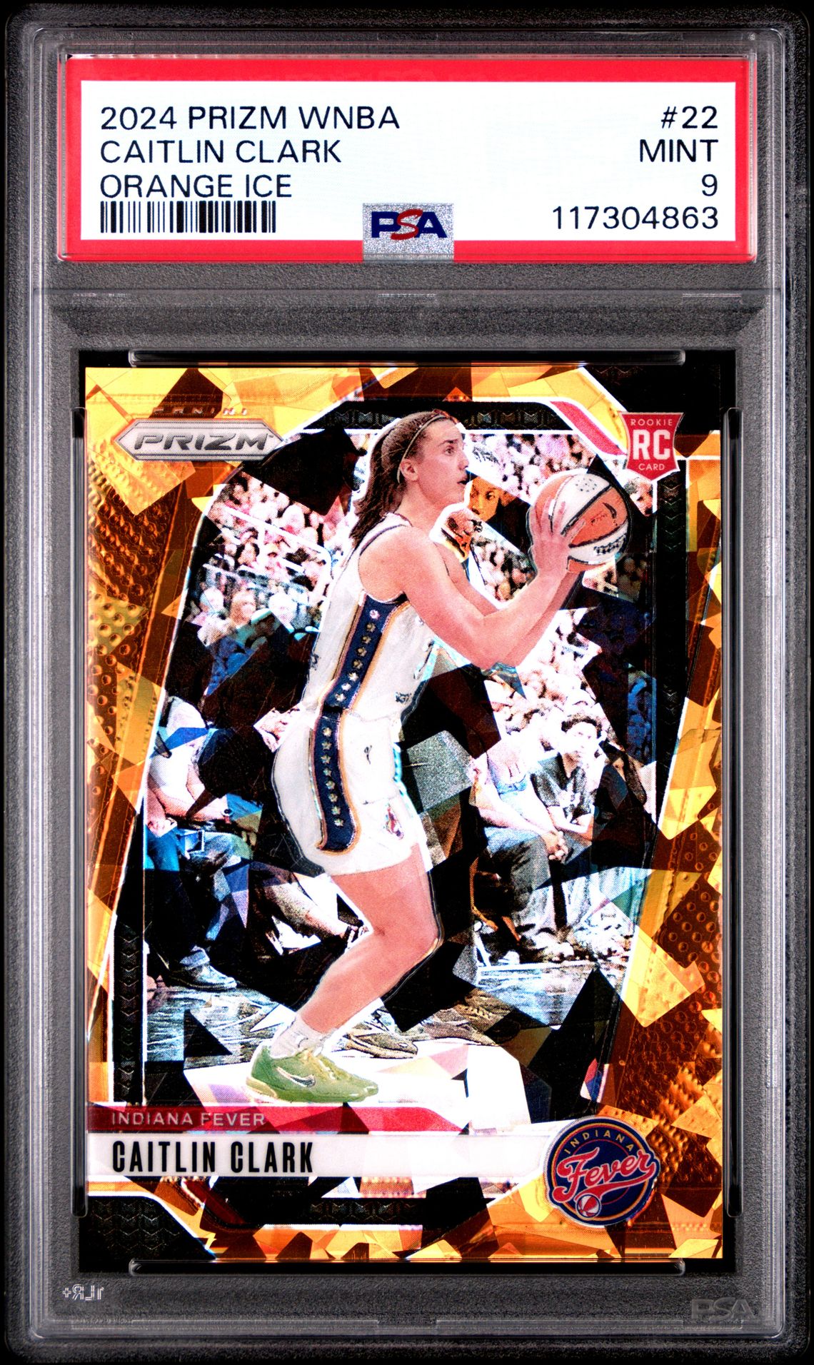 2024 Panini Prizm Wnba Caitlin Clark #22 (Orange Ice) Mint 9 front
