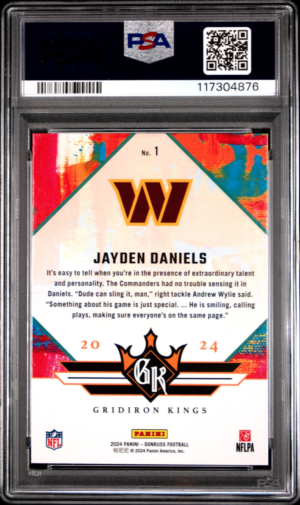 2024 Panini Donruss Rookie Gridiron Kings Jayden Daniels #1 Gem Mt 10 back