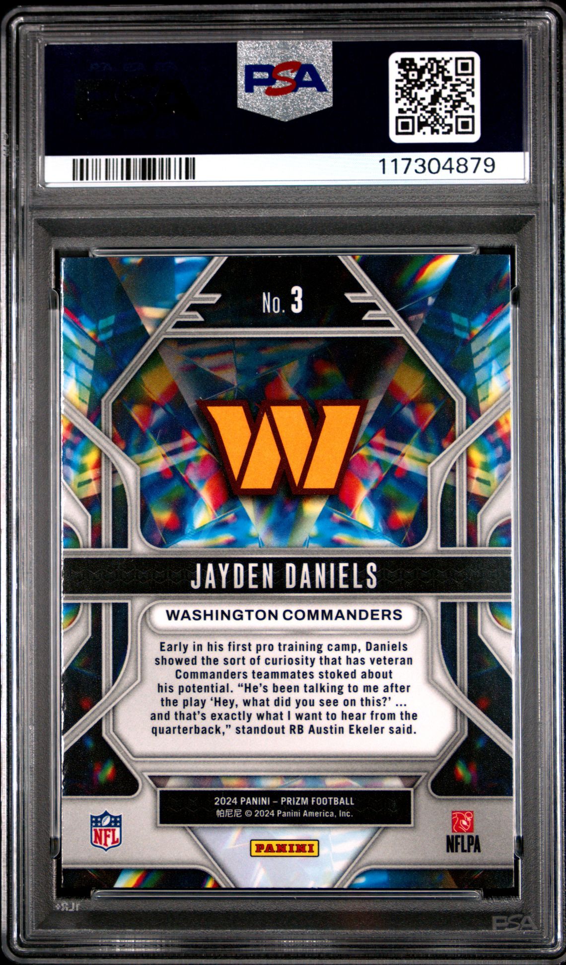 2024 Panini Prizm Prizmatic Jayden Daniels #3 Gem Mt 10 back
