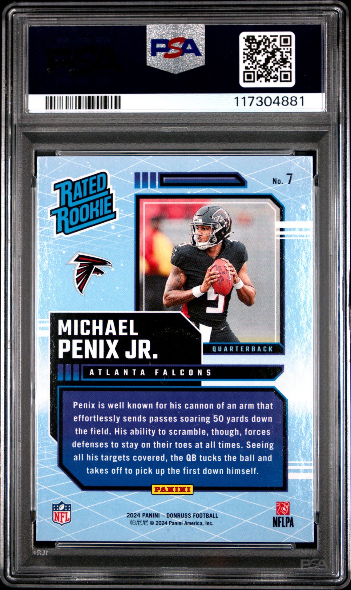 2024 Panini Donruss Rated Rookies Retro Michael Penix Jr. #7 Gem Mt 10 back