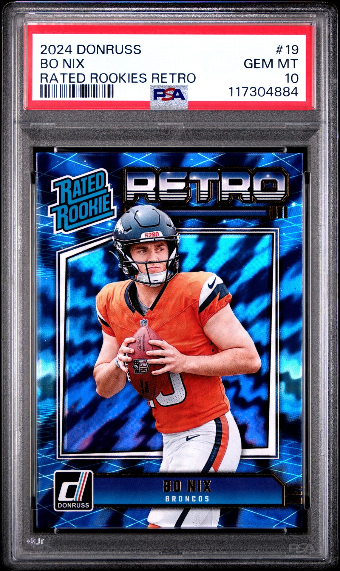 2024 Panini Donruss Rated Rookies Retro Bo Nix #19 Gem Mt 10 front