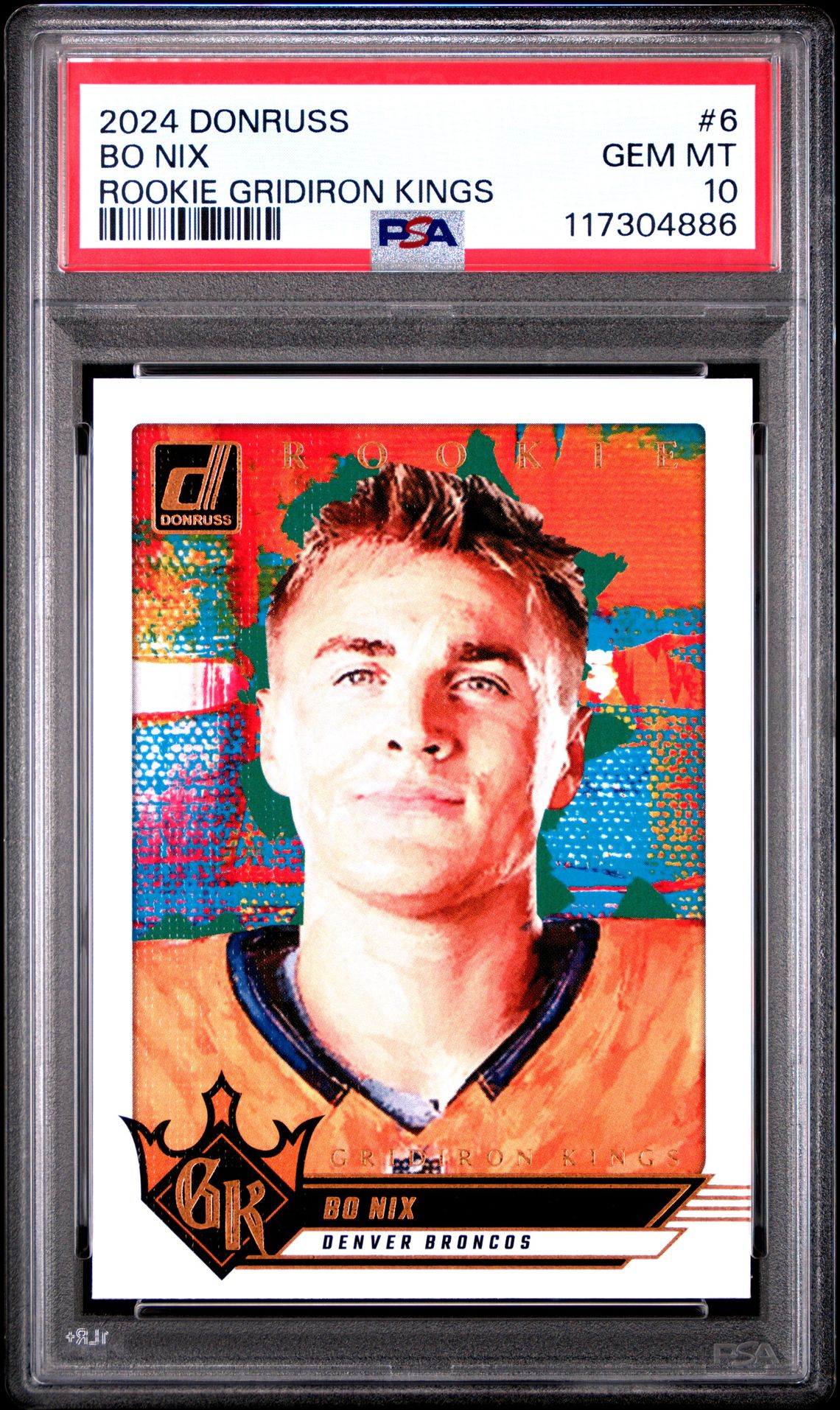 2024 Panini Donruss Rookie Gridiron Kings Bo Nix #6 Gem Mt 10 front