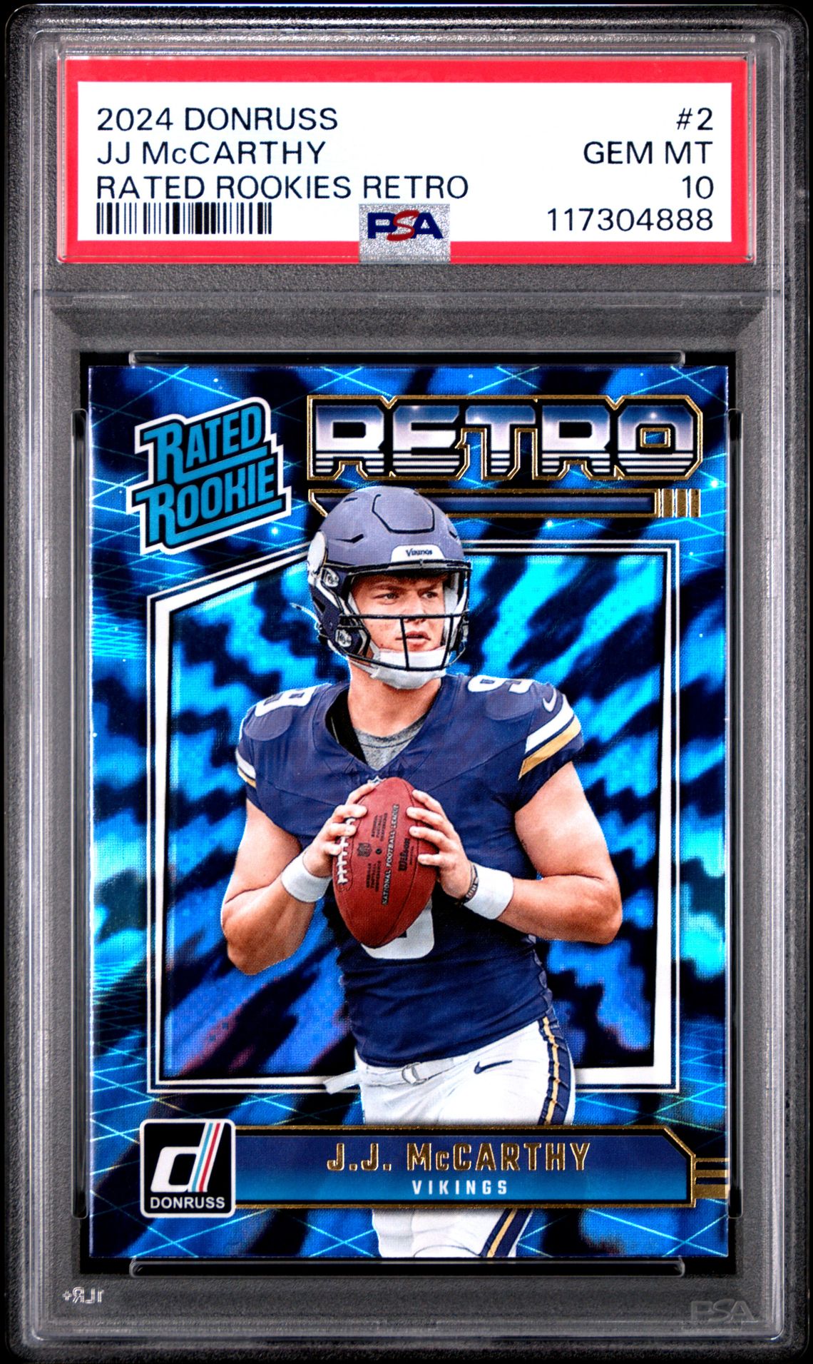 2024 Panini Donruss Rated Rookies Retro Jj Mccarthy #2 Gem Mt 10 front