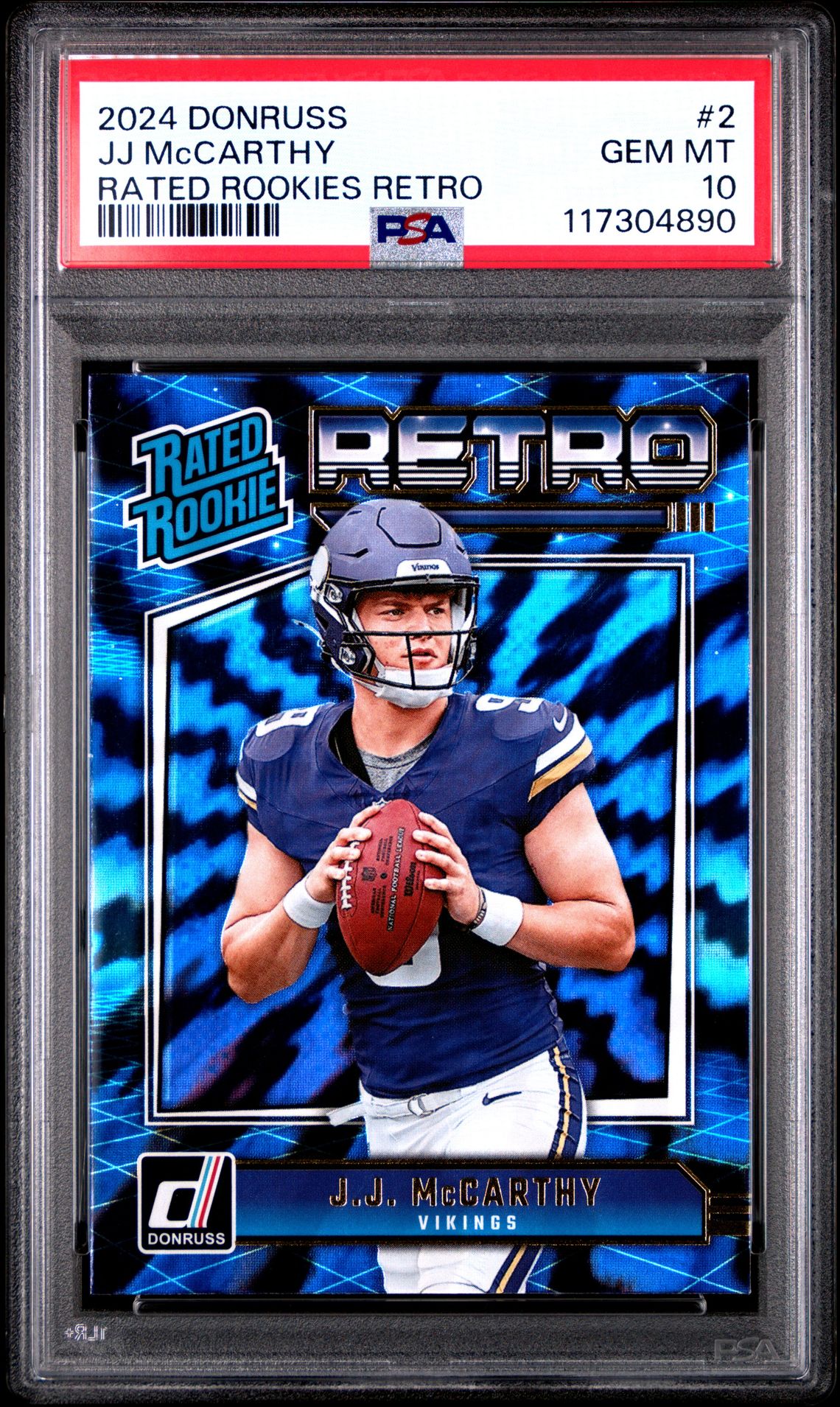 2024 Panini Donruss Rated Rookies Retro Jj Mccarthy #2 Gem Mt 10 front