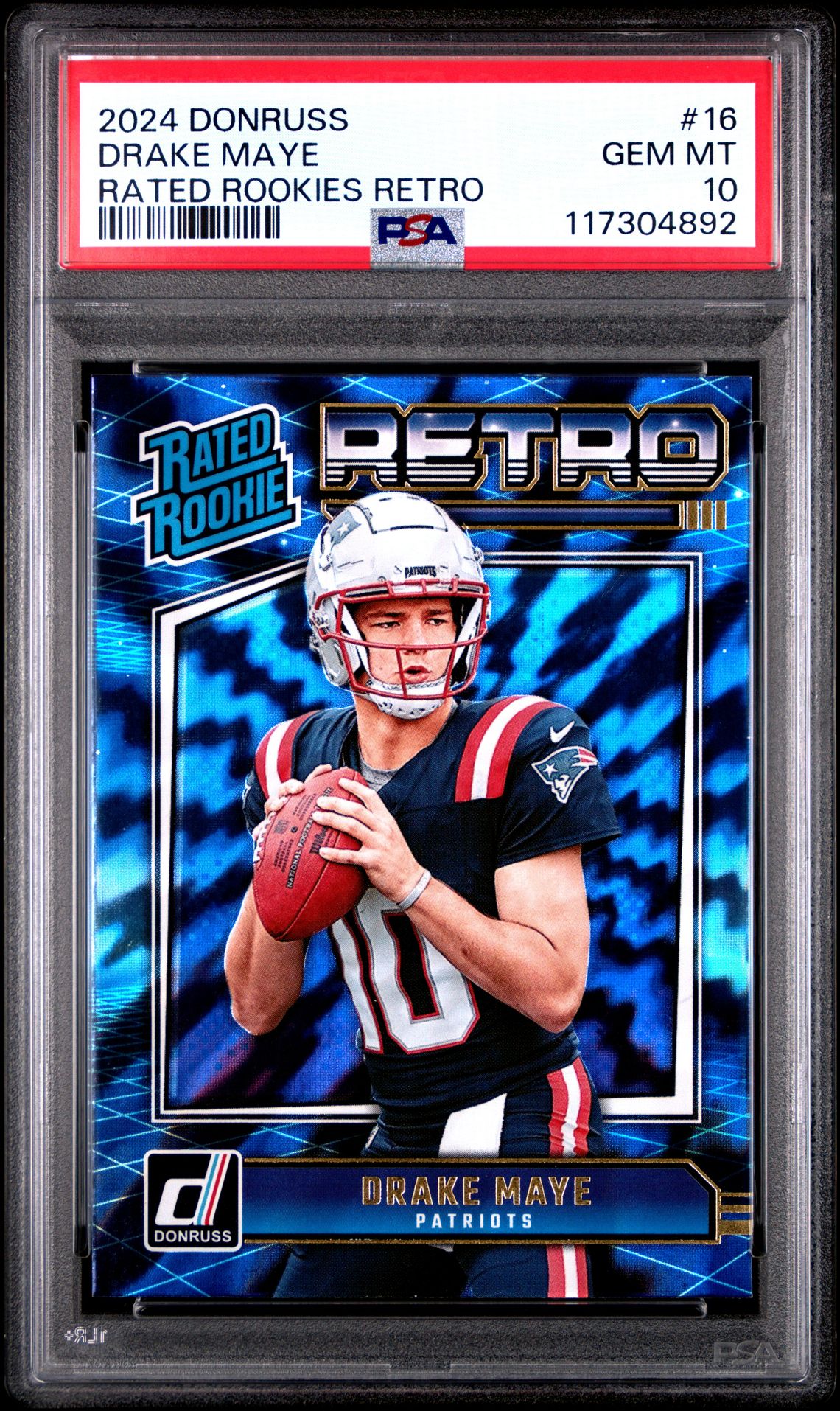 2024 Panini Donruss Rated Rookies Retro Drake Maye #16 Gem Mt 10 front