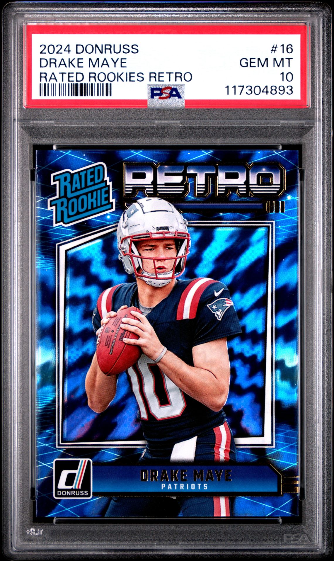 2024 Panini Donruss Rated Rookies Retro Drake Maye #16 Gem Mt 10 front