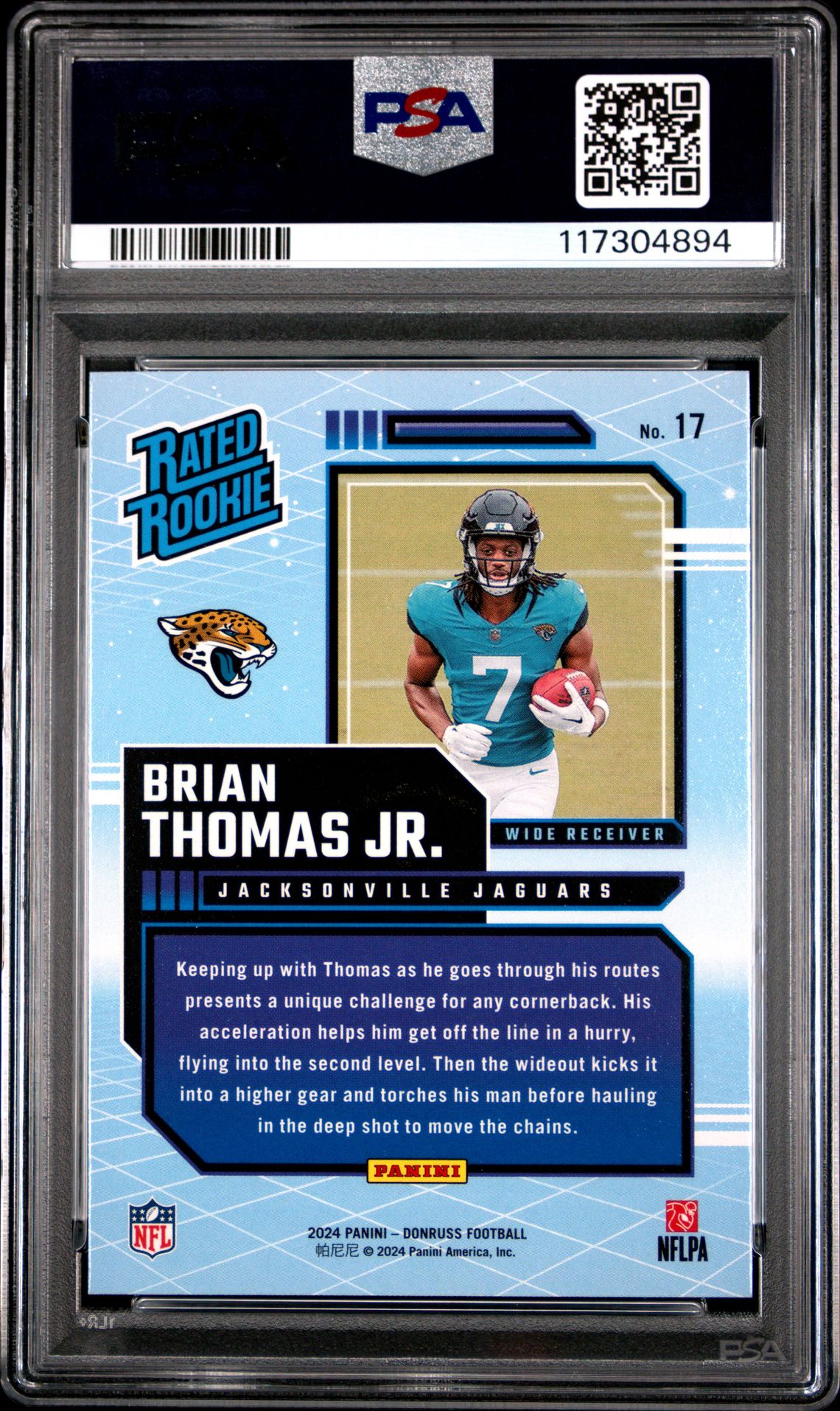 2024 Panini Donruss Rated Rookies Retro Brian Thomas Jr. #17 Gem Mt 10 back