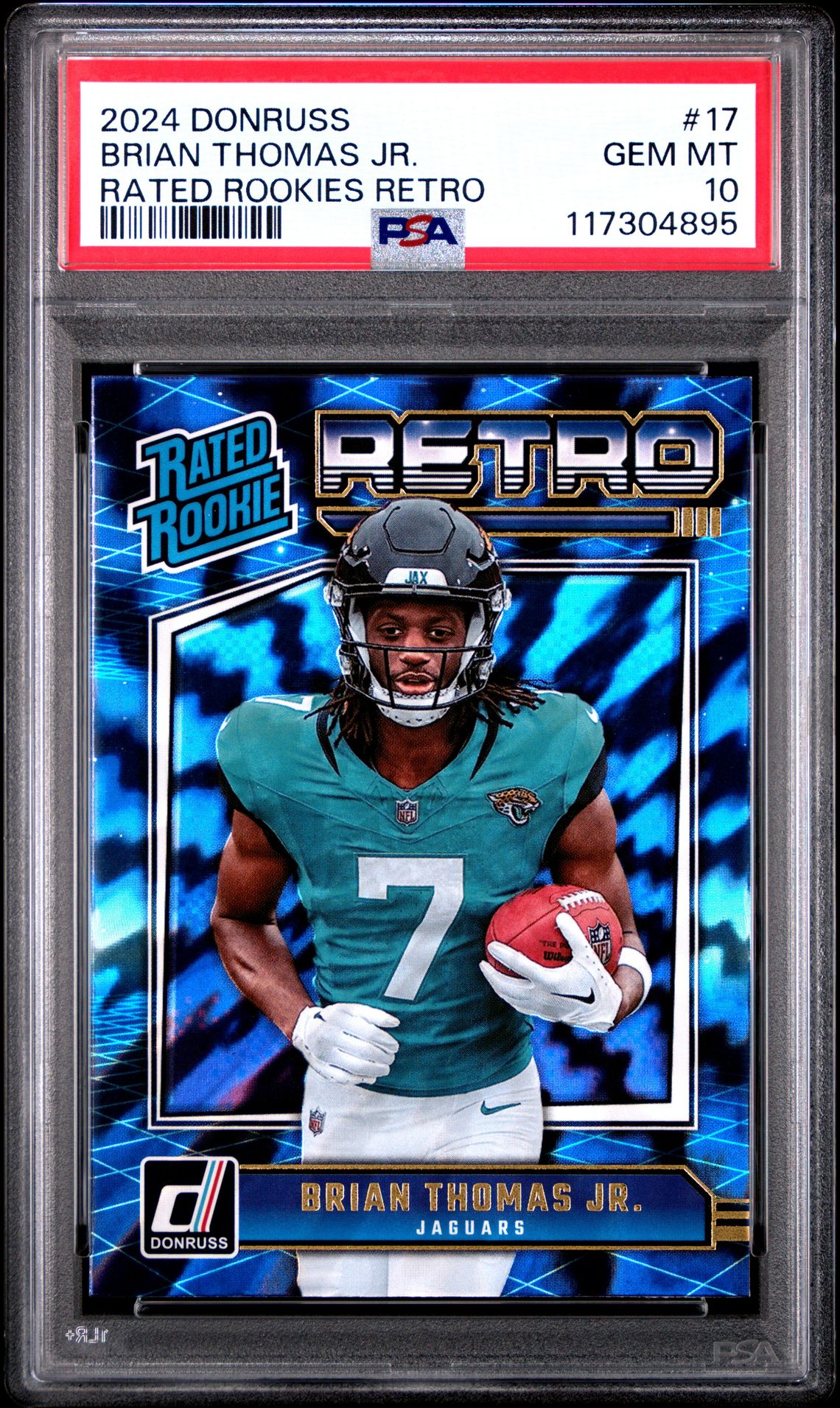 2024 Panini Donruss Rated Rookies Retro Brian Thomas Jr. #17 Gem Mt 10 front