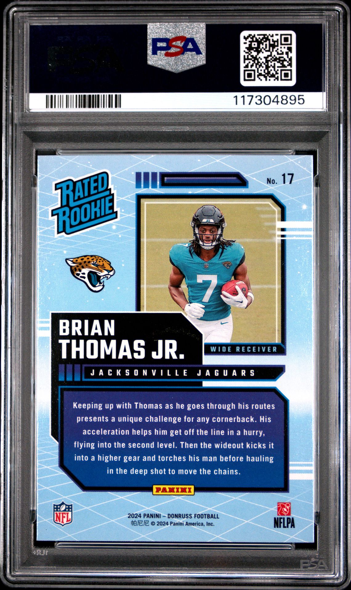 2024 Panini Donruss Rated Rookies Retro Brian Thomas Jr. #17 Gem Mt 10 back