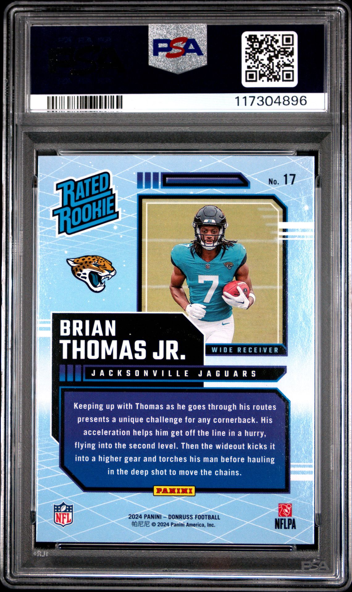 2024 Panini Donruss Rated Rookies Retro Brian Thomas Jr. #17 Gem Mt 10 back