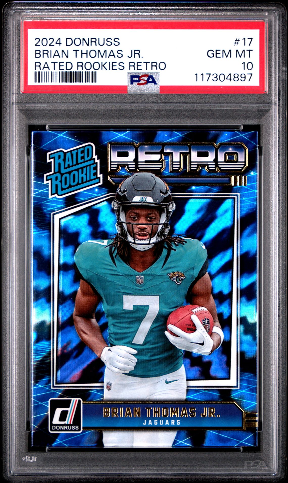 2024 Panini Donruss Rated Rookies Retro Brian Thomas Jr. #17 Gem Mt 10 front
