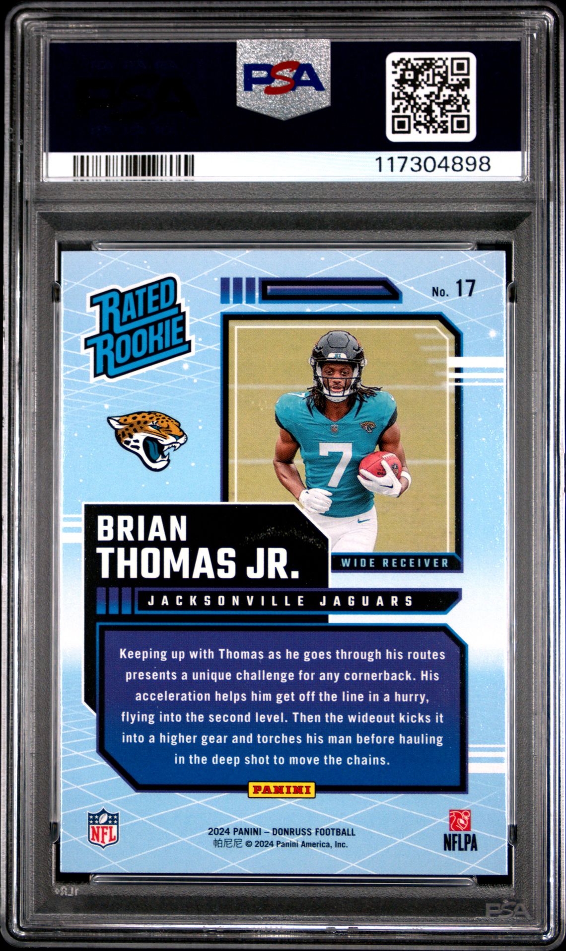 2024 Panini Donruss Rated Rookies Retro Brian Thomas Jr. #17 Gem Mt 10 back