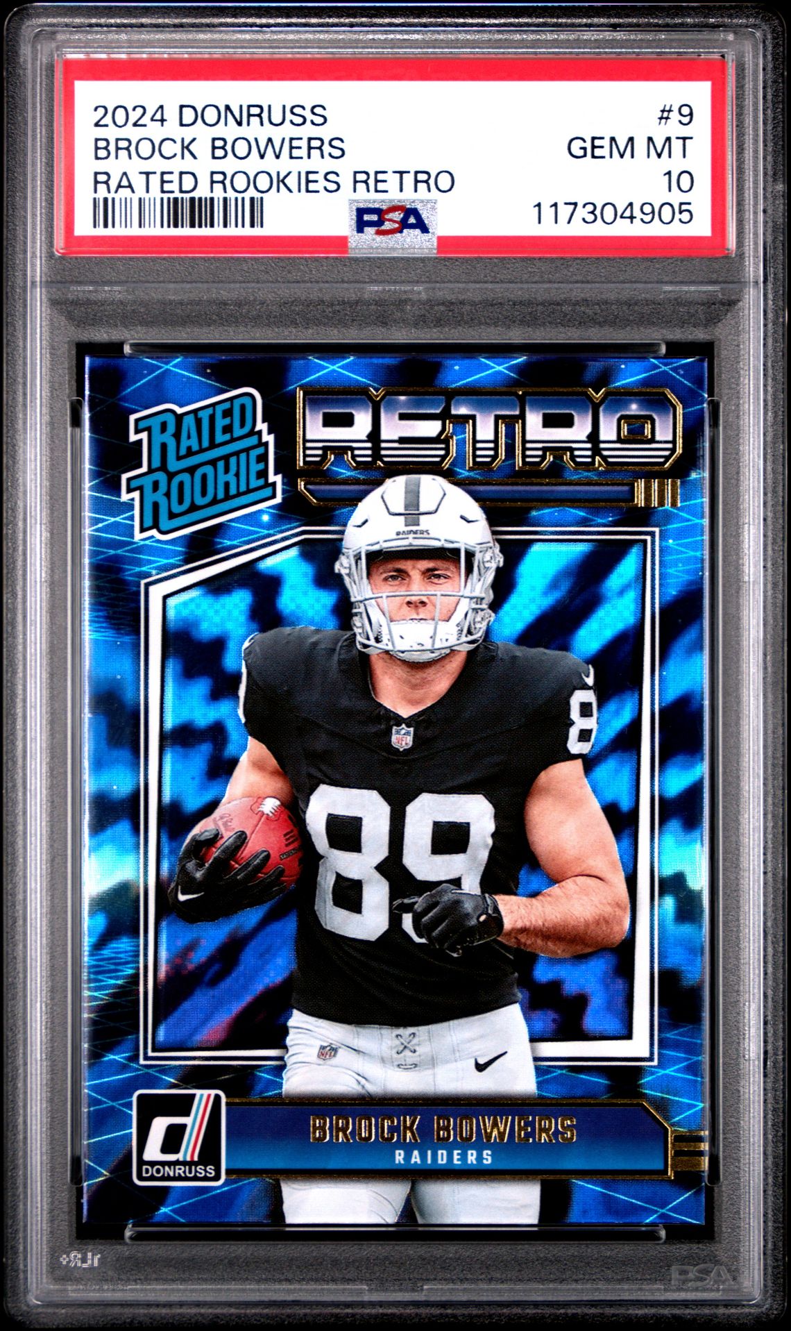 2024 Panini Donruss Rated Rookies Retro Brock Bowers #9 Gem Mt 10 front