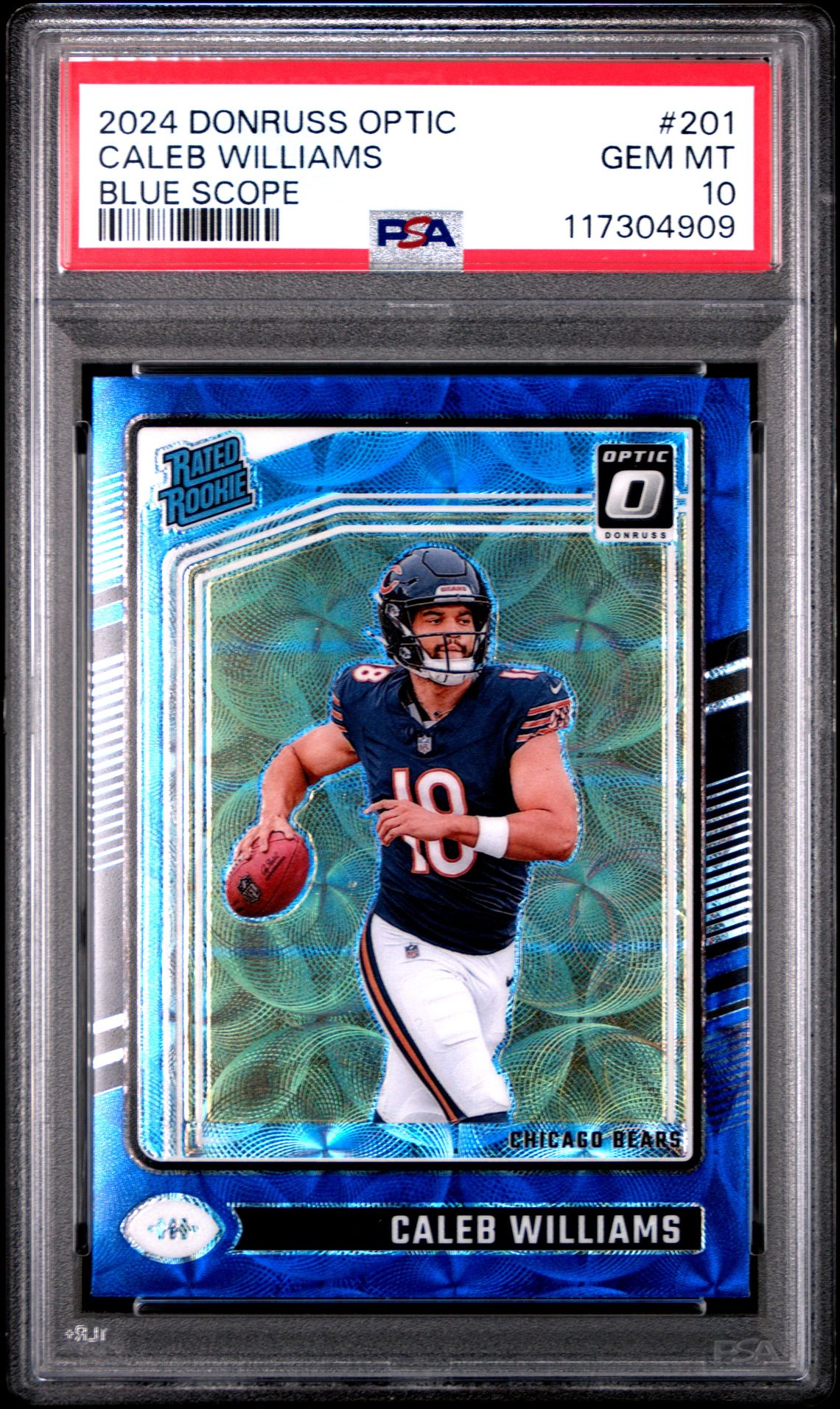 2024 Panini Donruss Optic Caleb Williams #201 (Blue Scope) Gem Mt 10 front