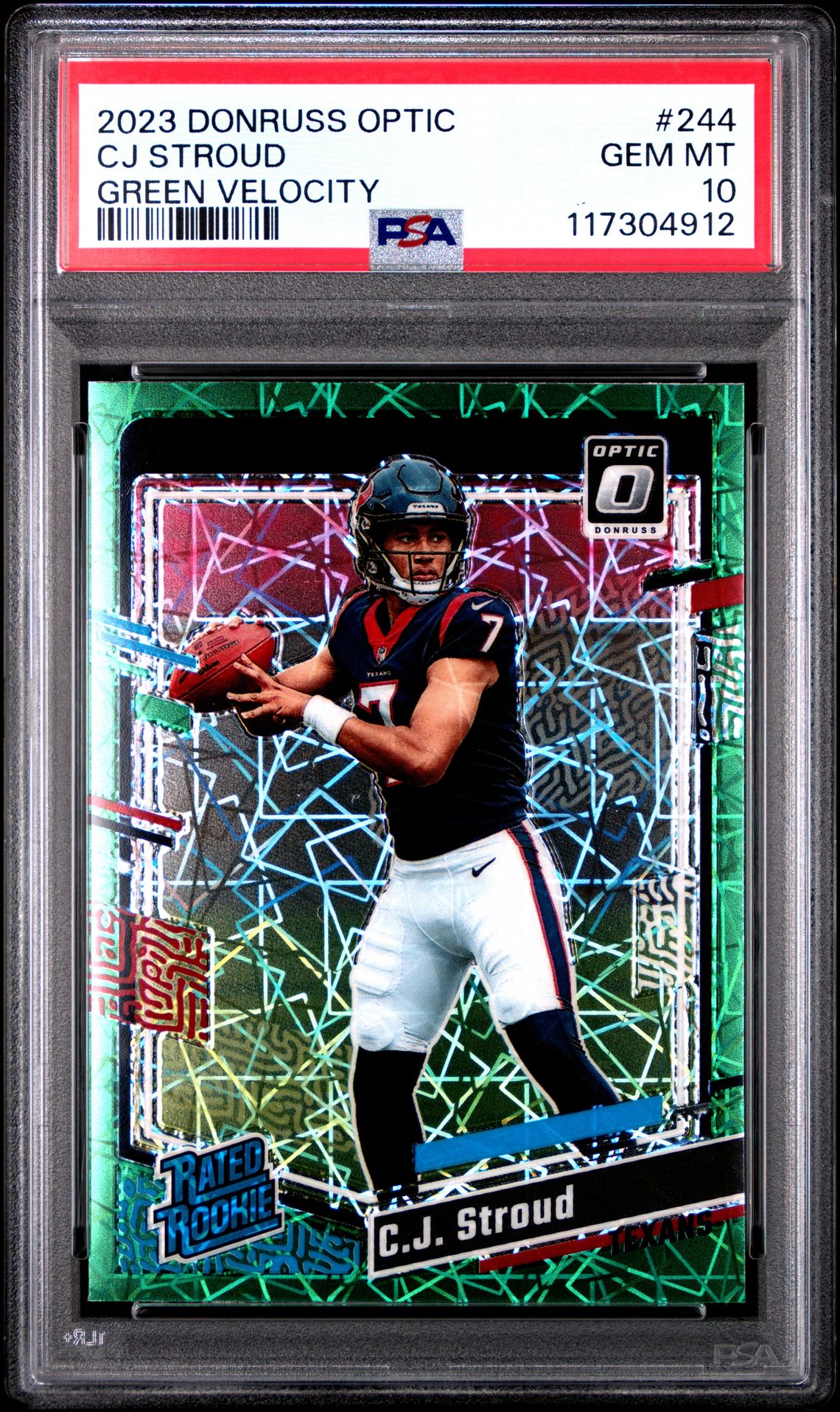 2023 Panini Donruss Optic Cj Stroud #244 (Green Velocity) Gem Mt 10 front