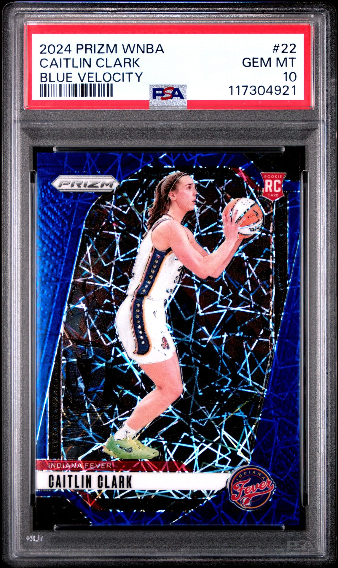 2024 Panini Prizm Wnba Caitlin Clark #22 (Blue Velocity) Gem Mt 10 front