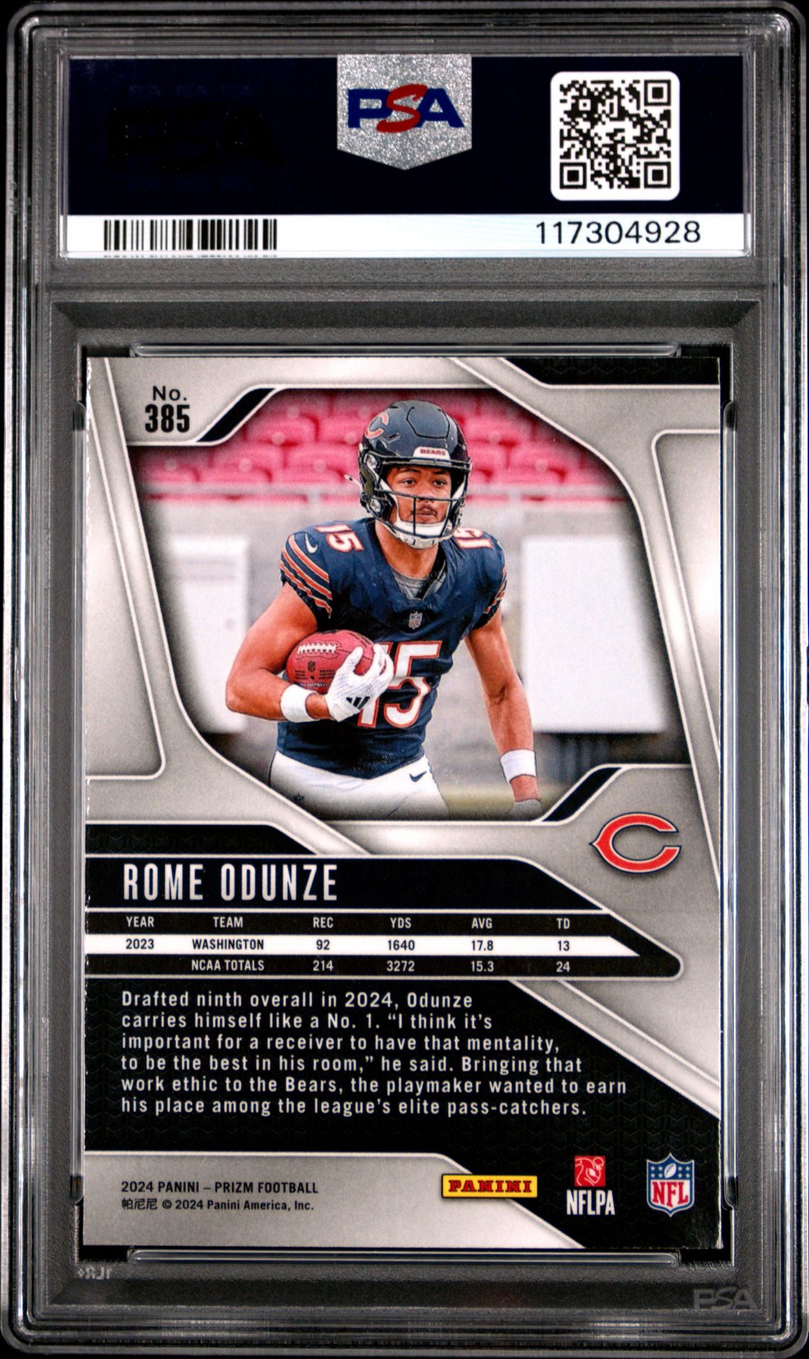 2024 Panini Prizm Rome Odunze #385 Mint 9 back