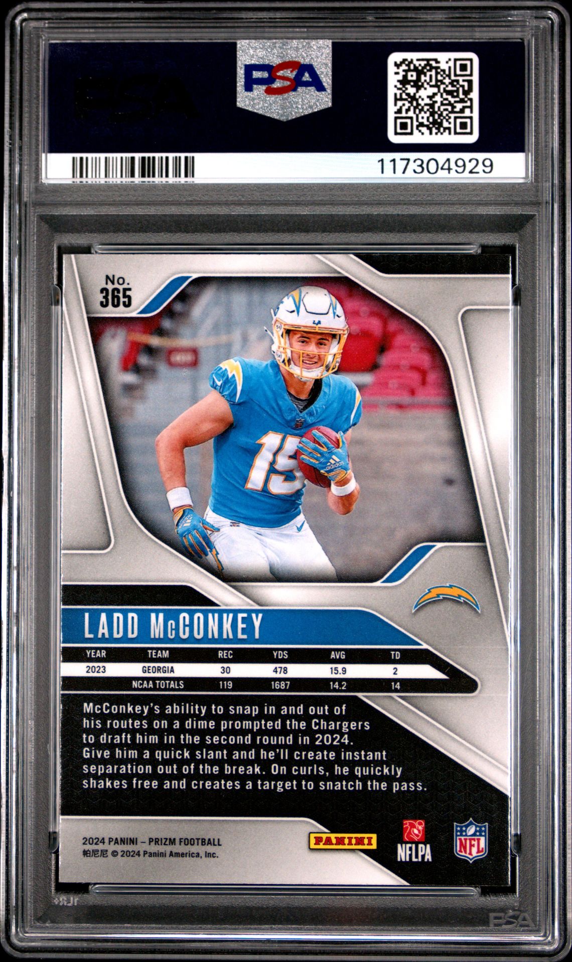 2024 Panini Prizm Ladd Mcconkey #365 Gem Mt 10 back