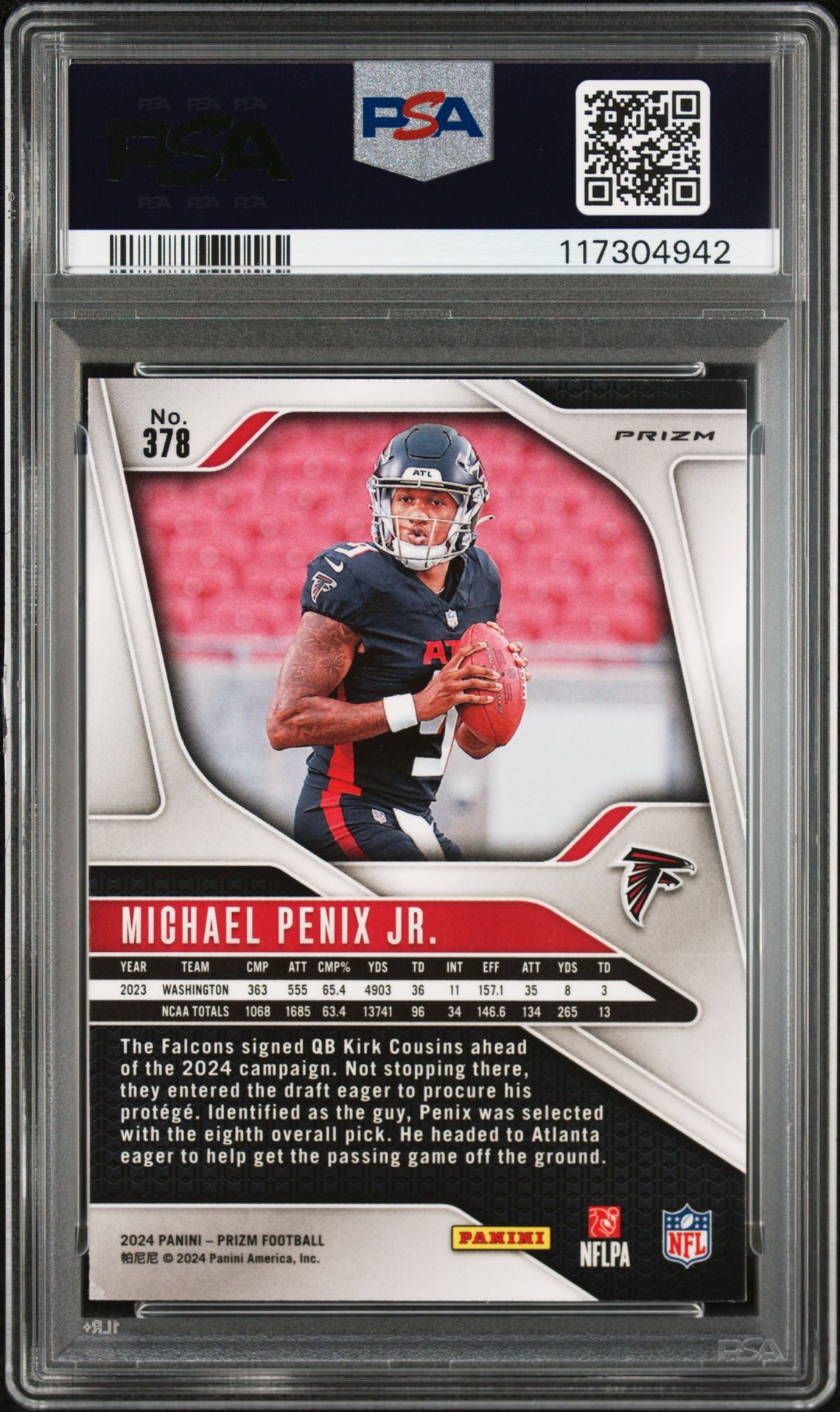 2024 Panini Prizm Michael Penix Jr. #378 (Silver Prizm) Nm-Mt 8 back