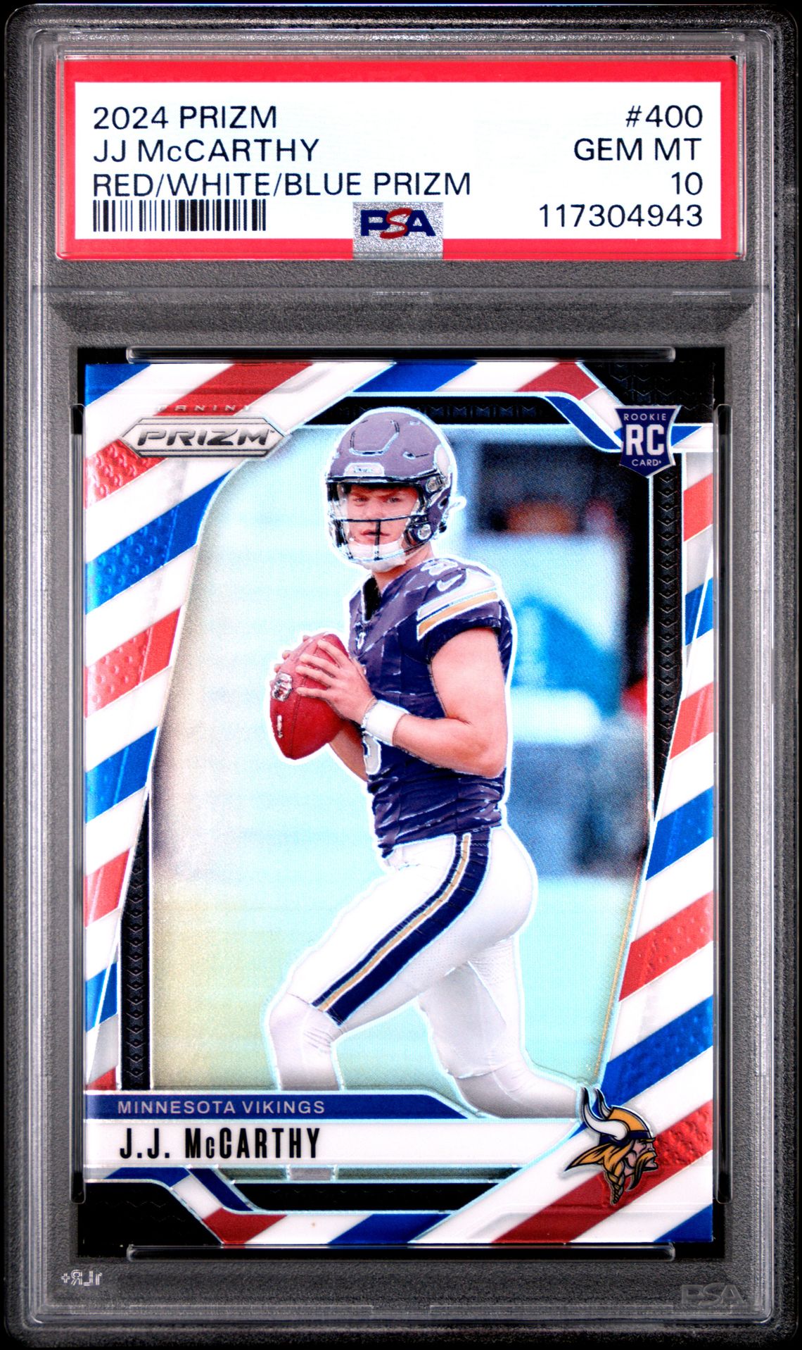 2024 Panini Prizm Jj Mccarthy #400 (Red/White/Blue Prizm) Gem Mt 10 front