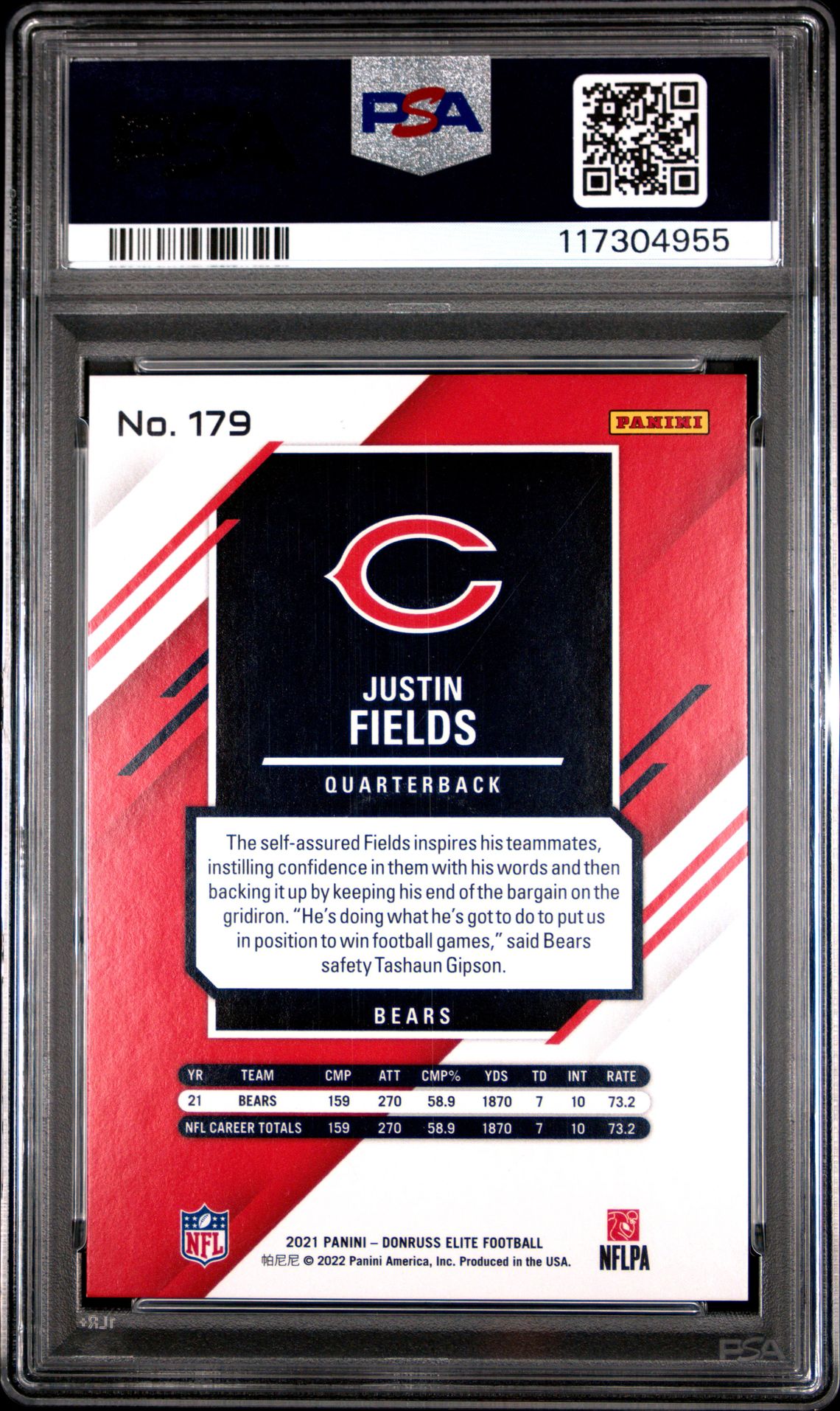 2021 Panini Chronicles Elite Update Justin Fields #179 (Elite Update) Mint 9 back