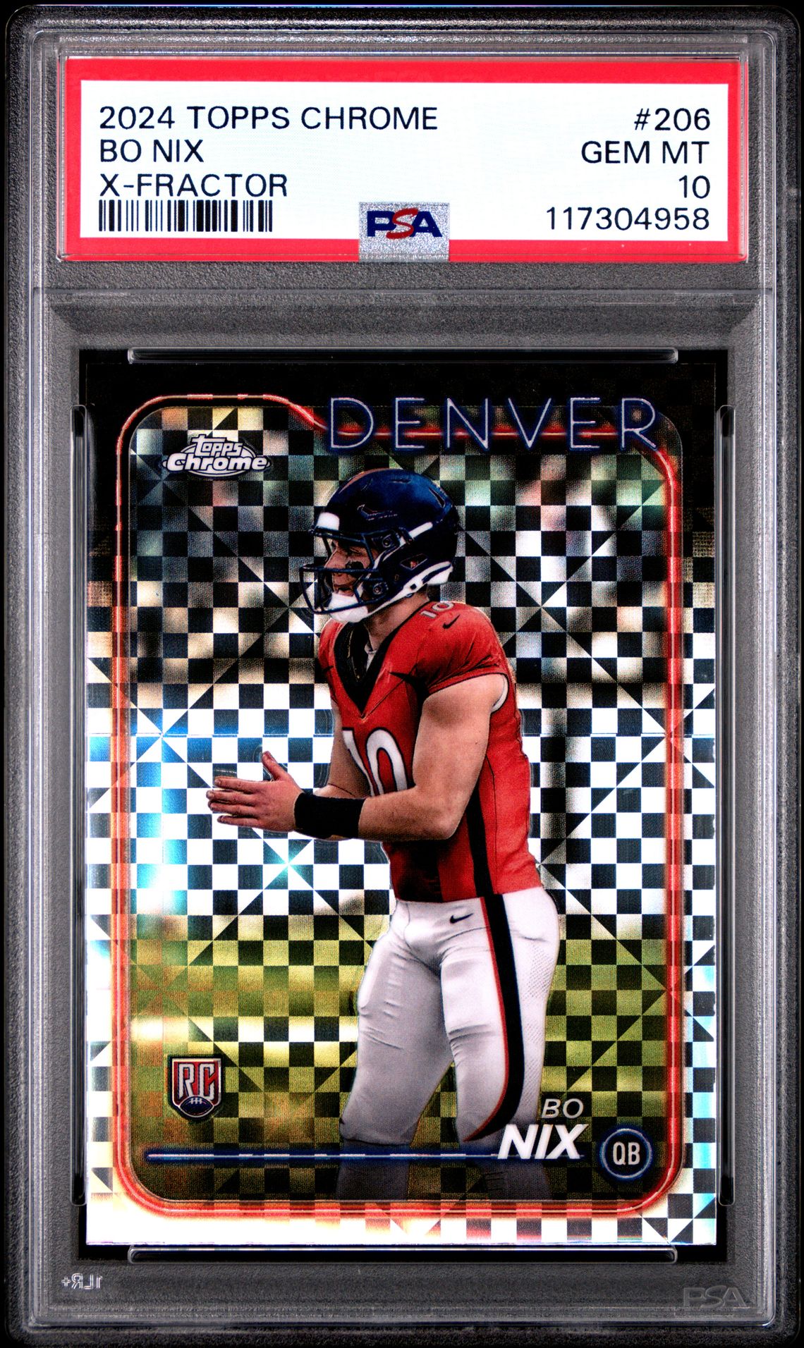 2024 Topps Chrome Bo Nix #206 (X-Fractor) Gem Mt 10 front