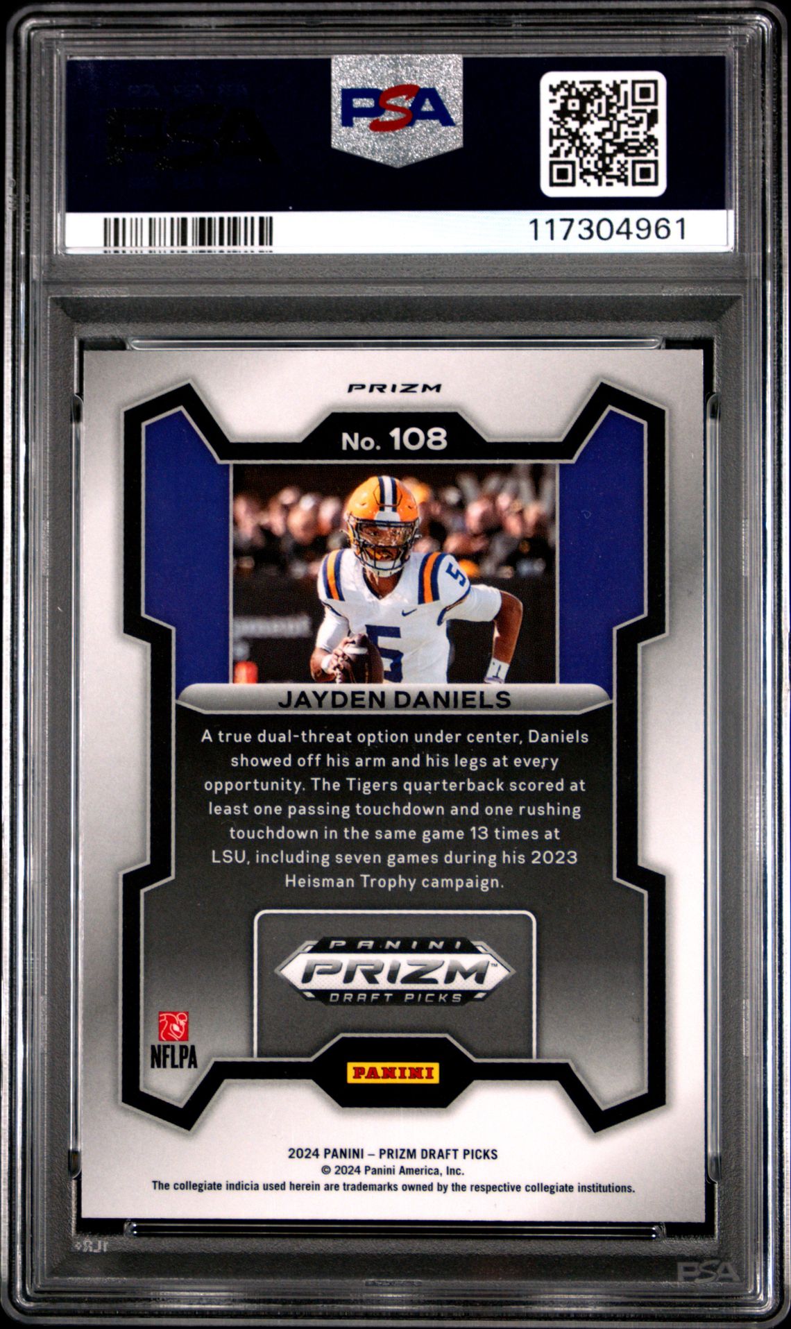 2024 Panini Prizm Draft Picks Jayden Daniels #108 (Green Prizm) Mint 9 back