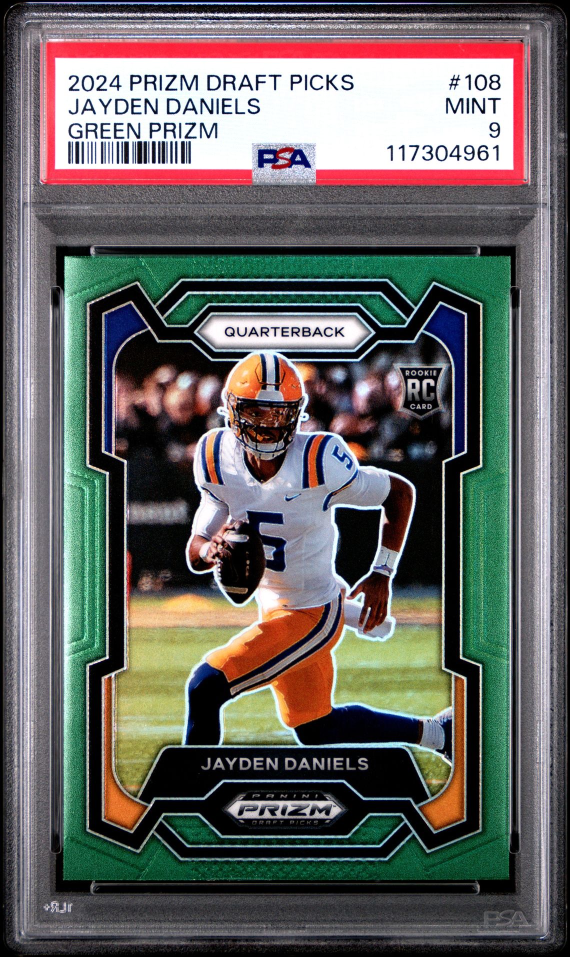 2024 Panini Prizm Draft Picks Jayden Daniels #108 (Green Prizm) Mint 9 front