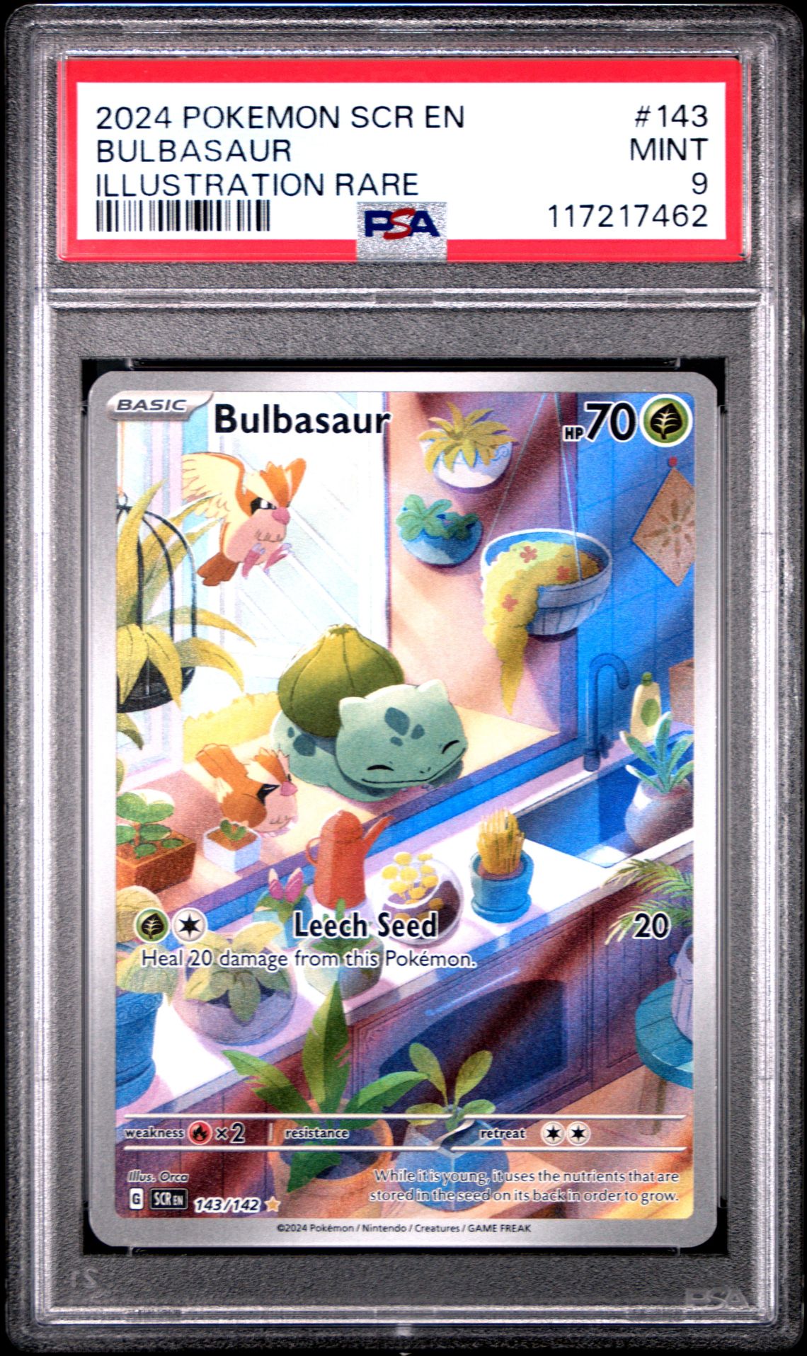 2024 Pokemon Scr En-Stellar Crown Bulbasaur #143 (Illustration Rare) Mint 9 front