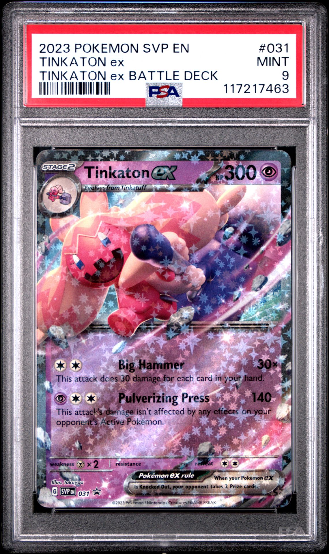 2023 Pokemon Svp En-Sv Black Star Promo Tinkaton Ex #031 (Tinkaton Ex Battle Deck) Mint 9 front