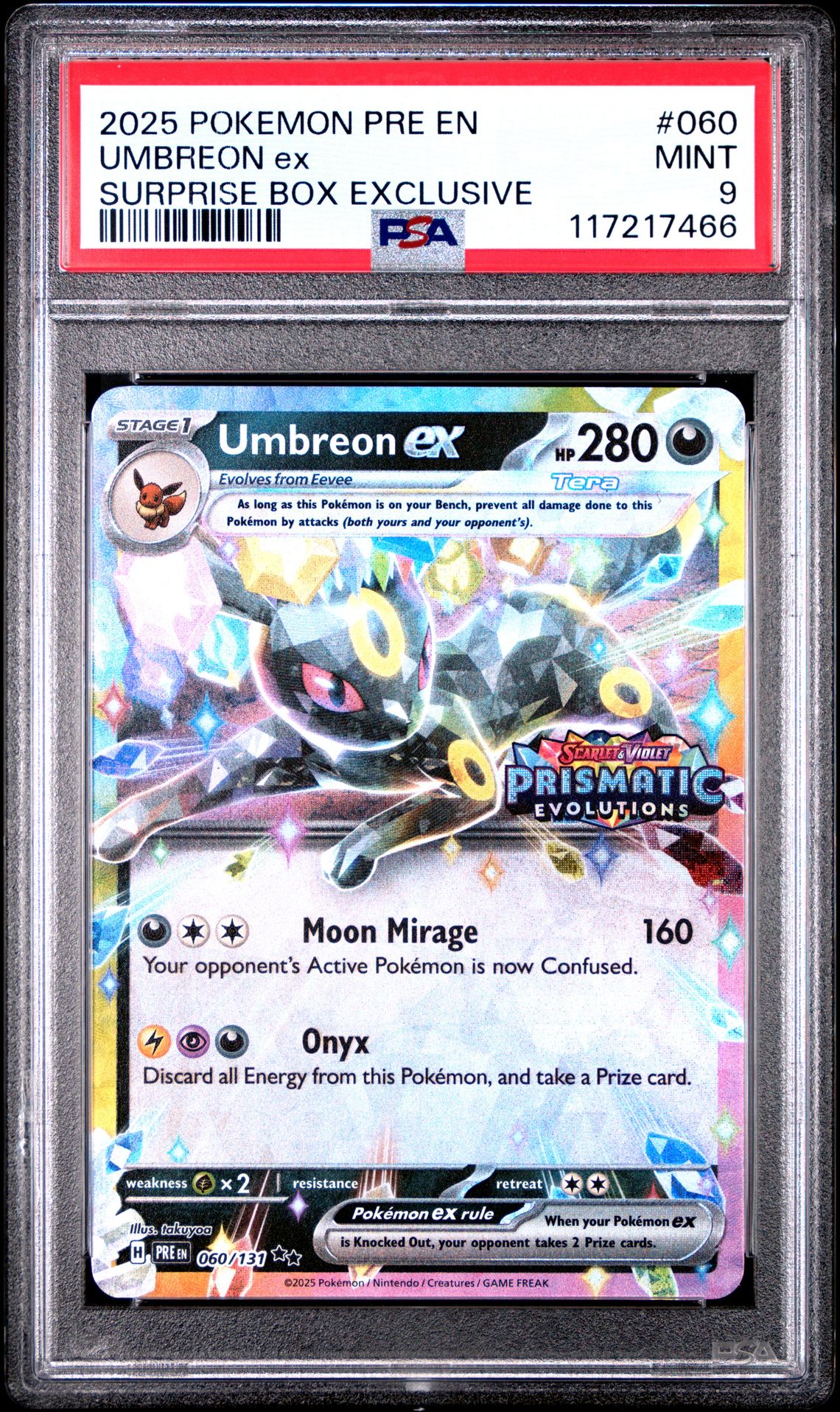 2025 Pokemon Pre En-Prismatic Evolutions Umbreon Ex #060 (Surprise Box Exclusive) Mint 9 front