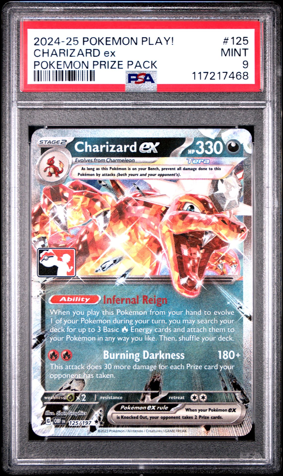 2024-2025 Pokemon Play! Pokemon Prize Pack Charizard Ex #125 Mint 9 front