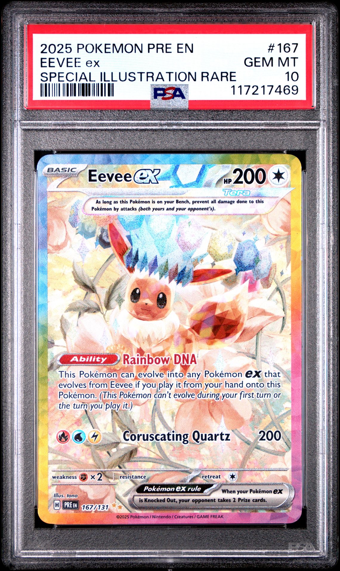 2025 Pokemon Pre En-Prismatic Evolutions Eevee Ex #167 (Special Illustration Rare) Gem Mt 10 front