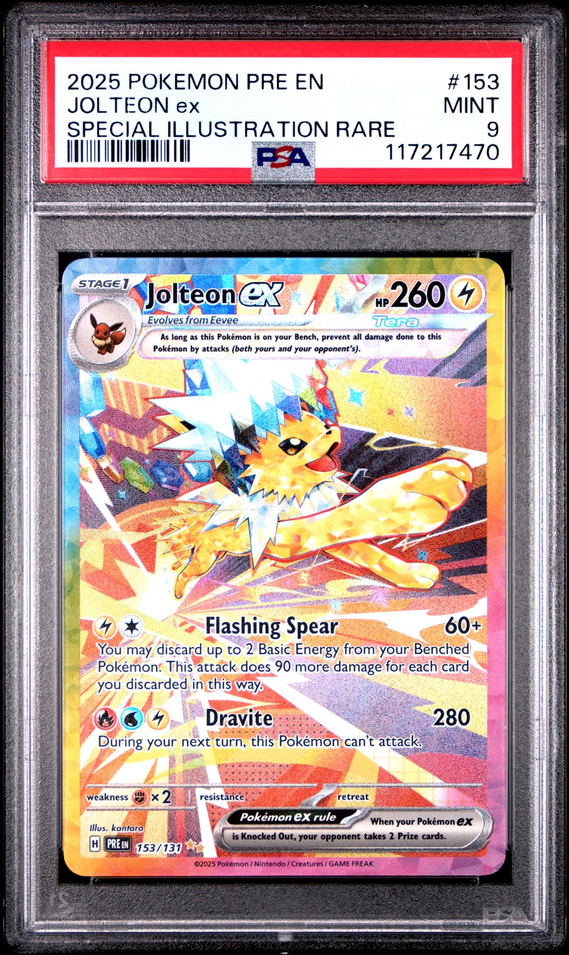 2025 Pokemon Pre En-Prismatic Evolutions Jolteon Ex #153 (Special Illustration Rare) Mint 9 front
