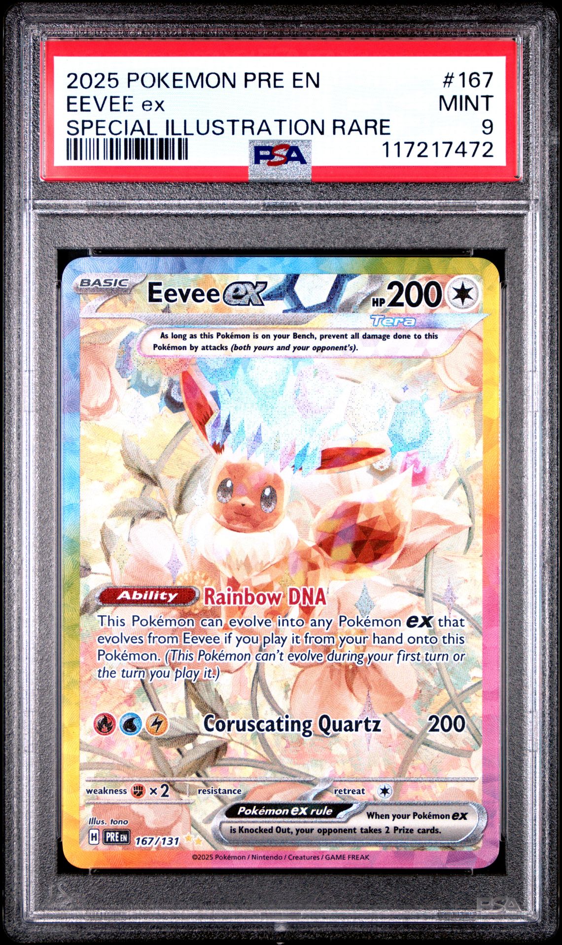 2025 Pokemon Pre En-Prismatic Evolutions Eevee Ex #167 (Special Illustration Rare) Mint 9 front