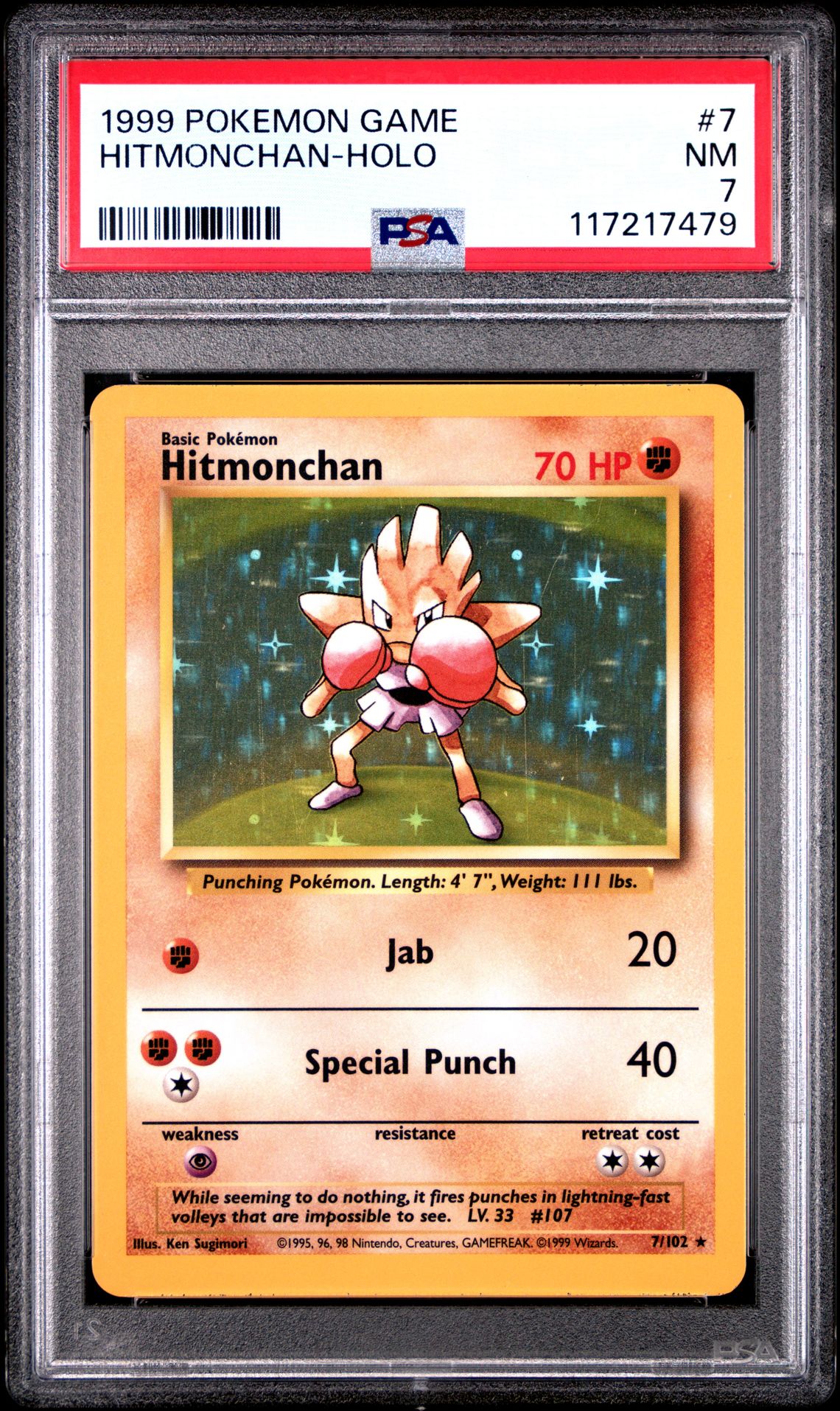 1999 Pokemon Game Hitmonchan-Holo #7 Nm 7 front