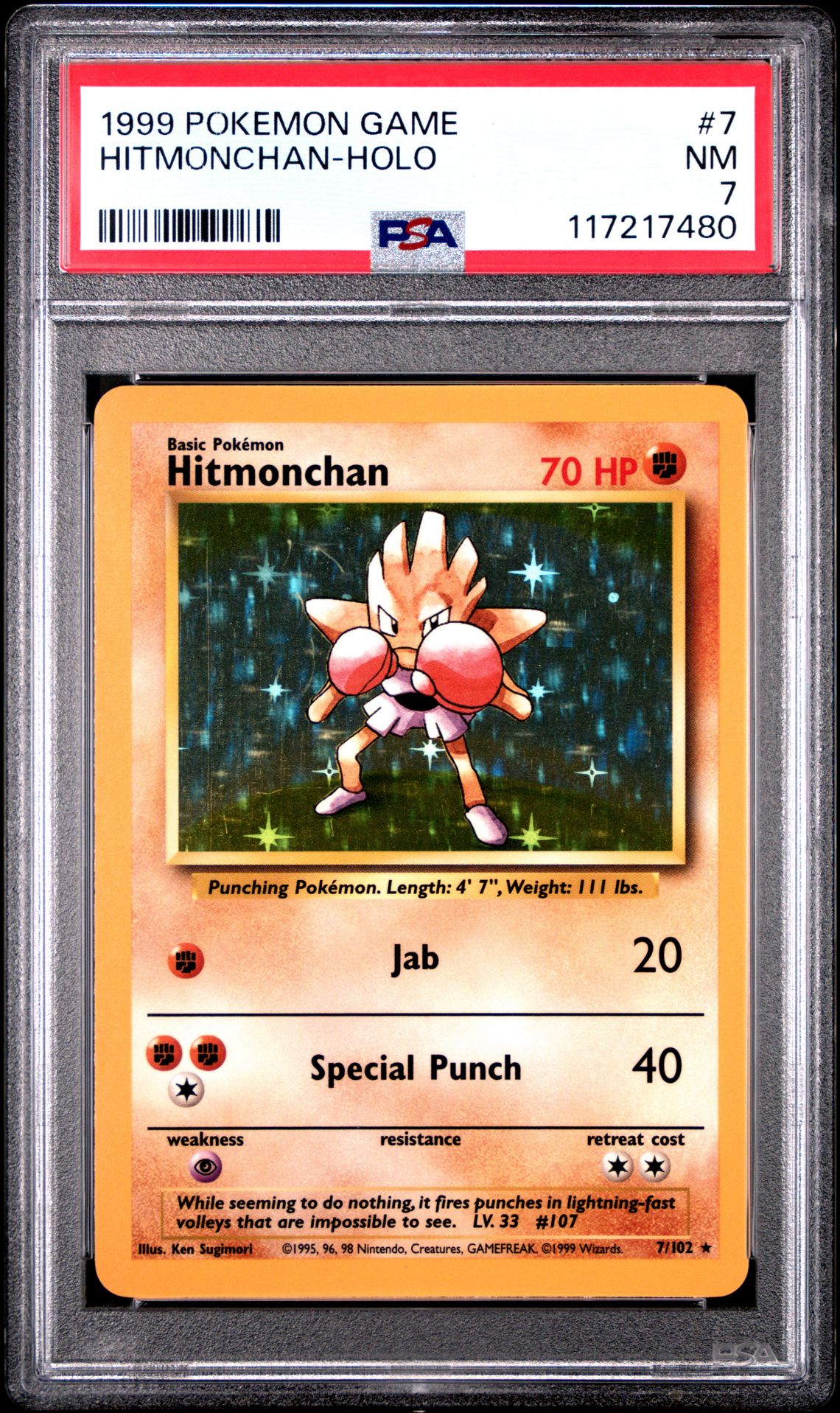 1999 Pokemon Game Hitmonchan-Holo #7 Nm 7 front