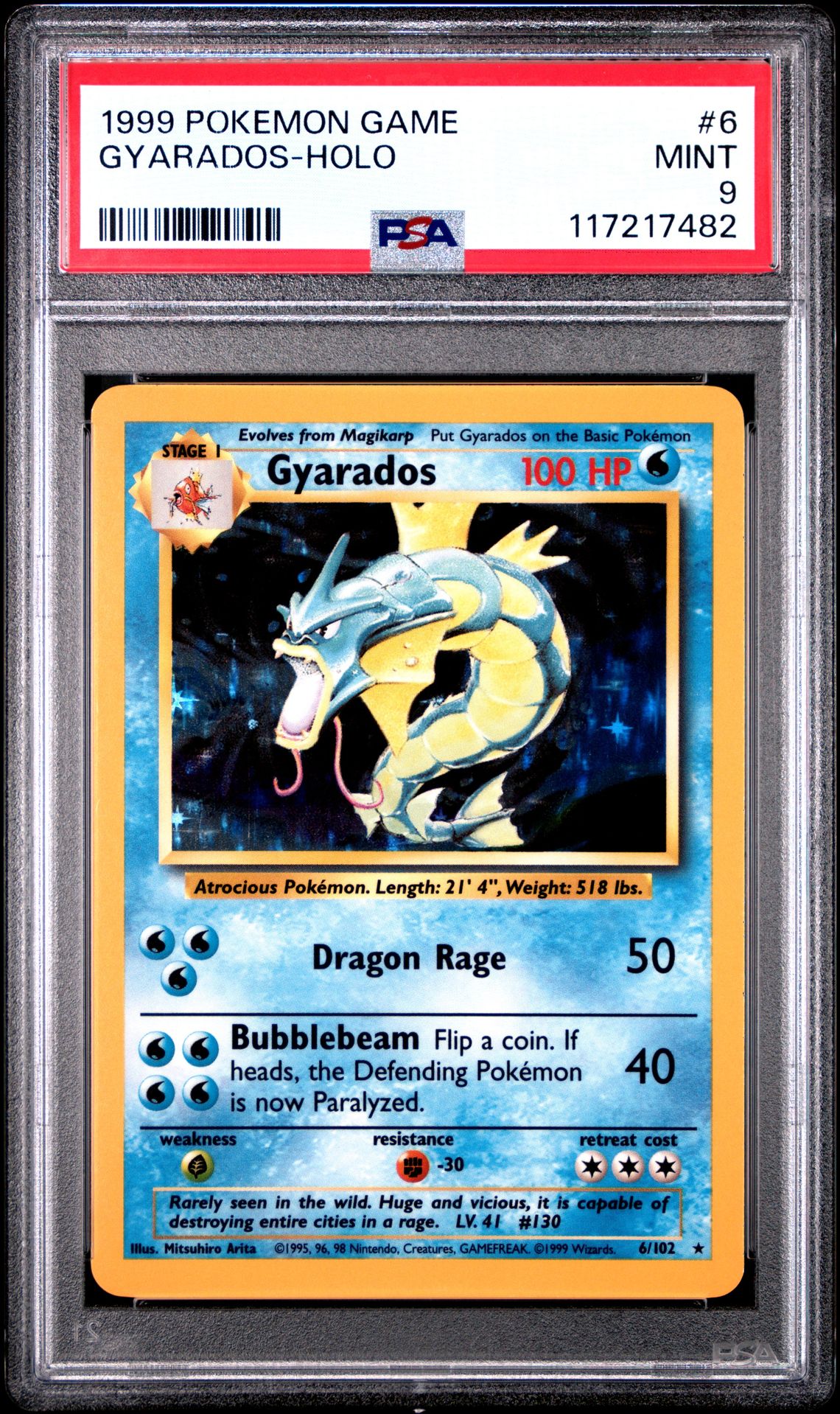 1999 Pokemon Game Gyarados-Holo #6 Mint 9 front