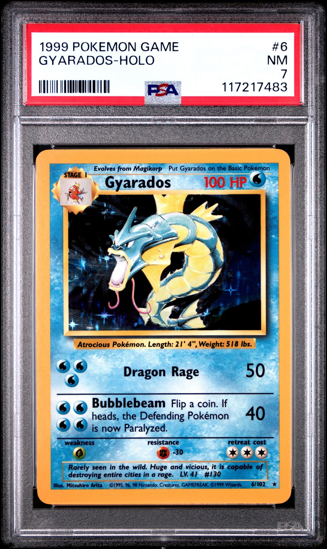 1999 Pokemon Game Gyarados-Holo #6 Nm 7 front