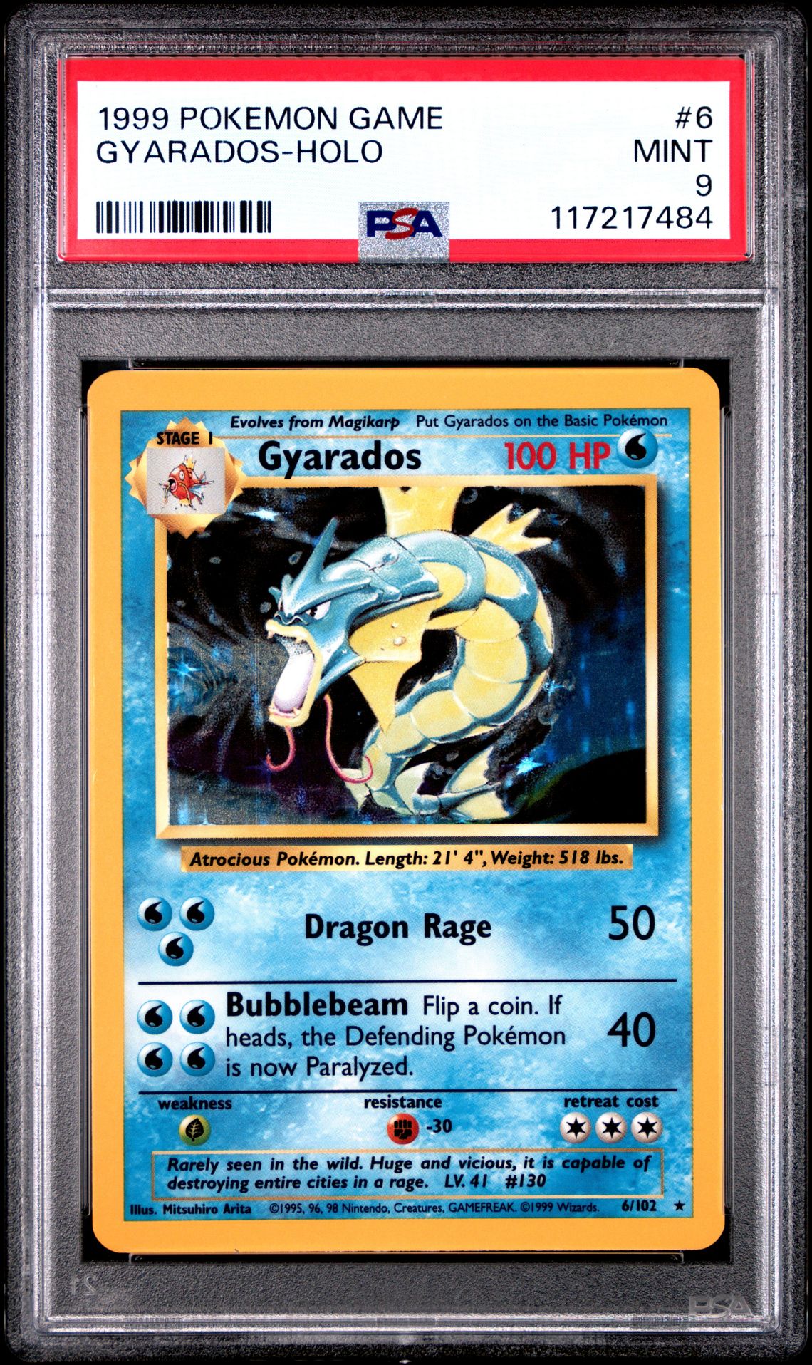 1999 Pokemon Game Gyarados-Holo #6 Mint 9 front