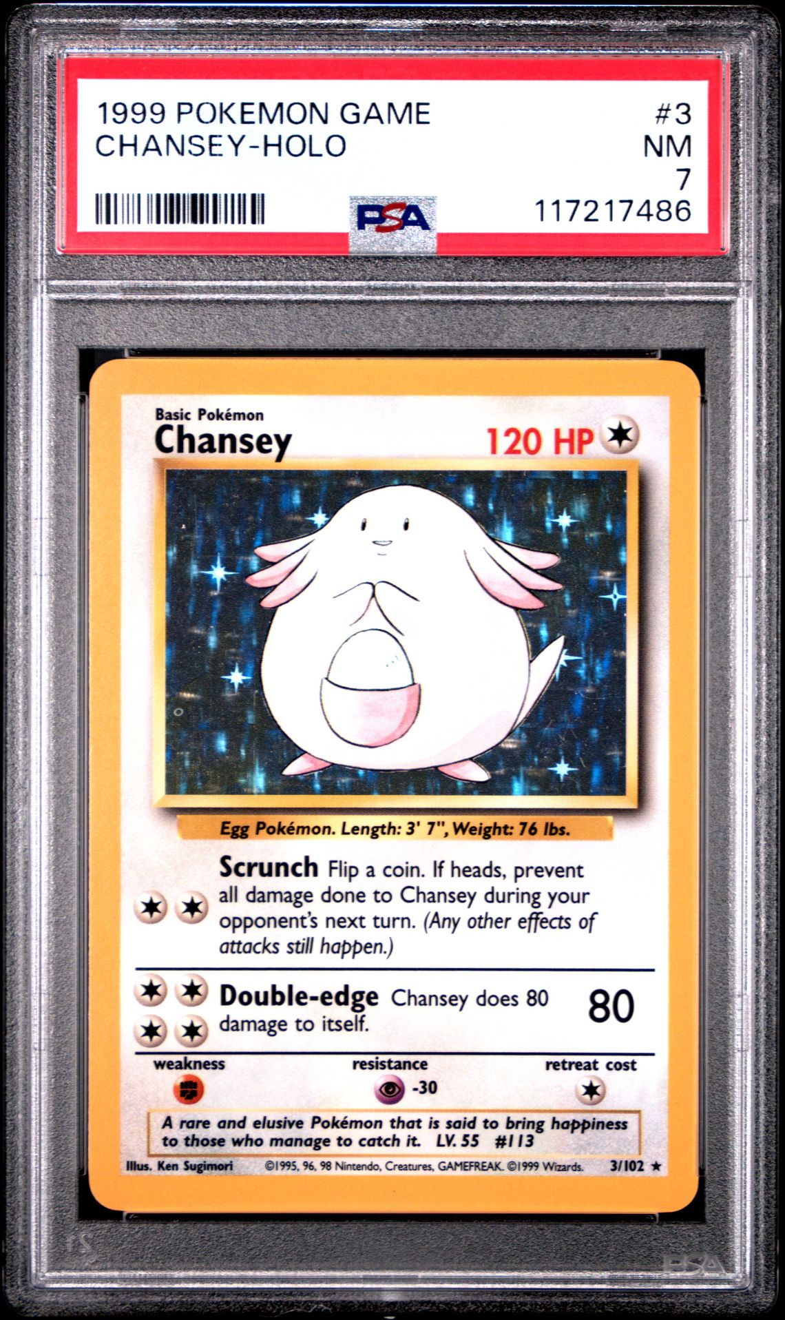 1999 Pokemon Game Chansey-Holo #3 Nm 7 front