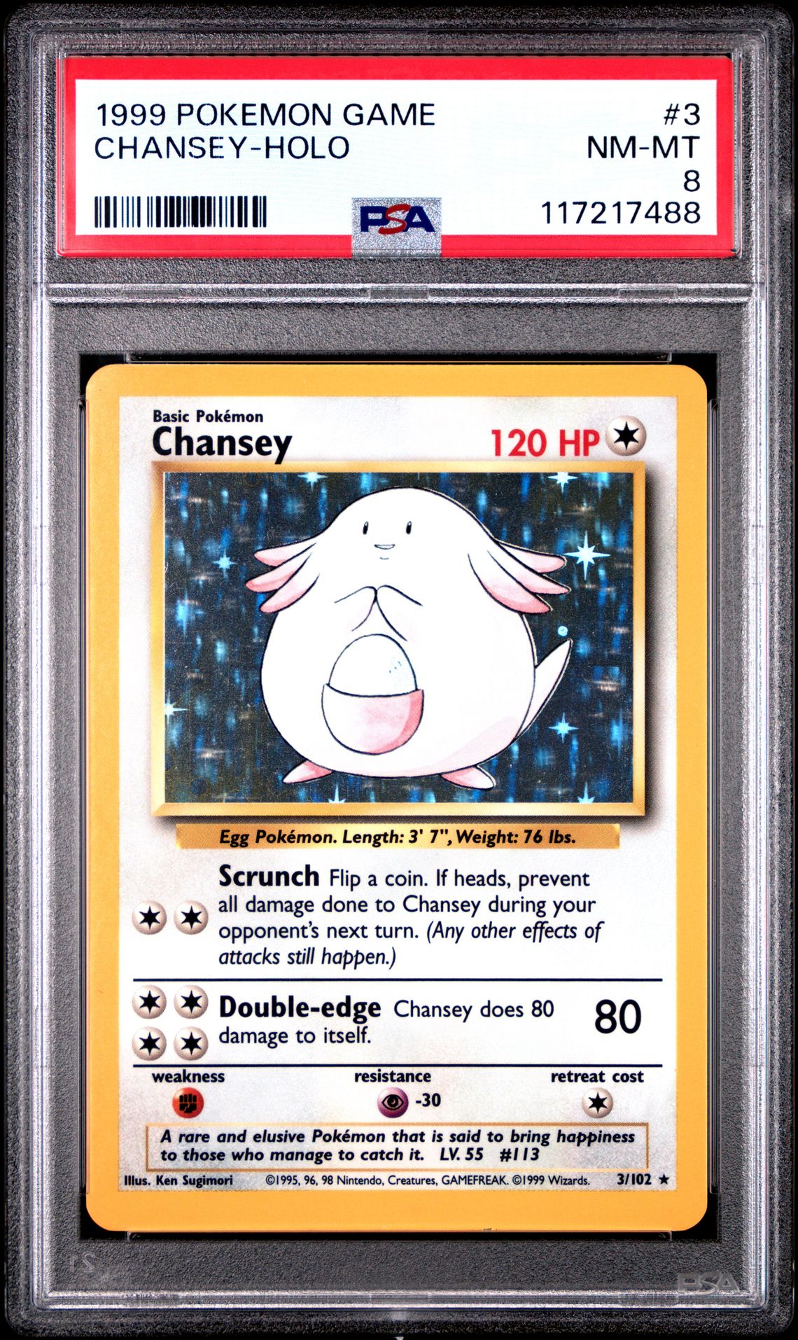 1999 Pokemon Game Chansey-Holo #3 Nm-Mt 8 front