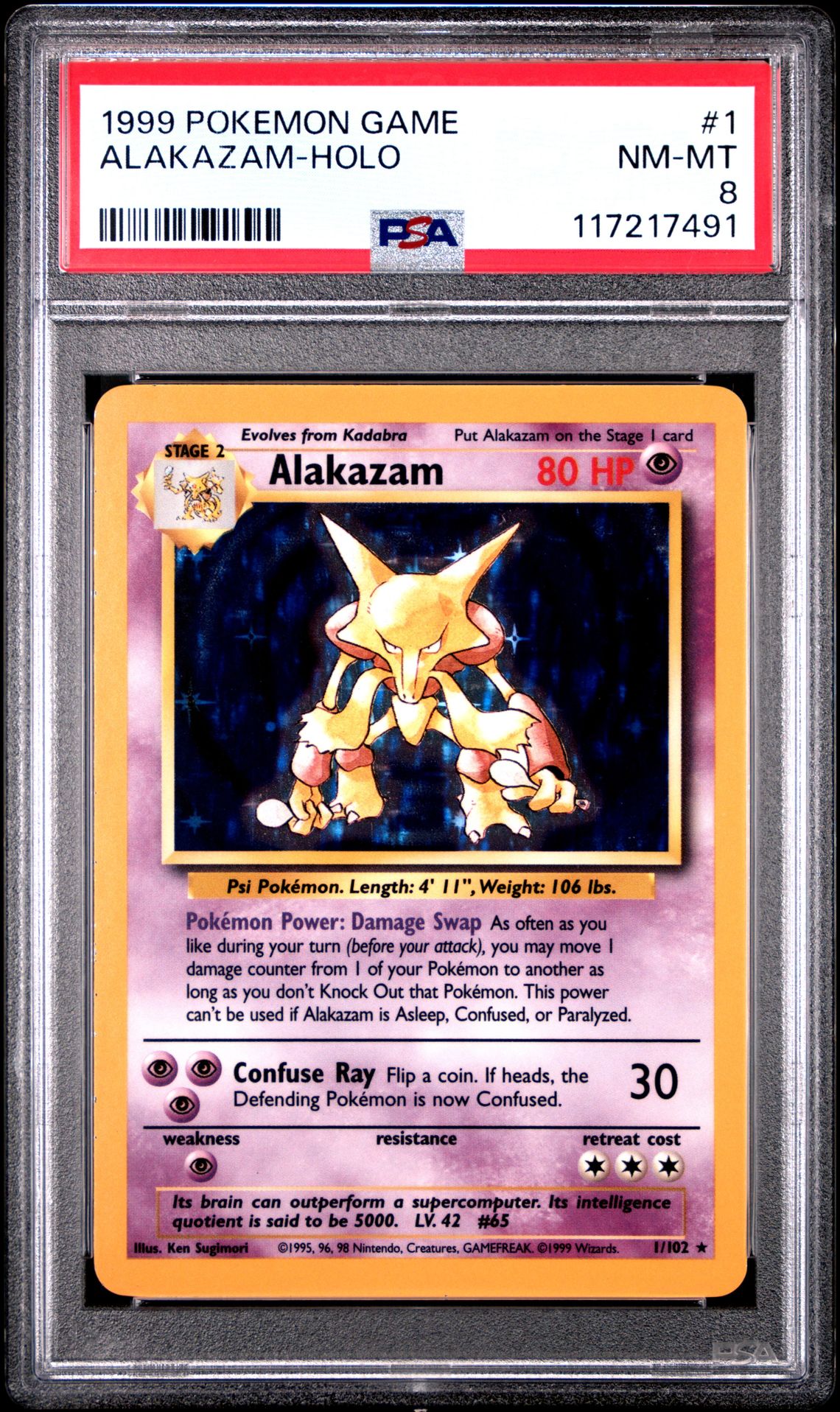 1999 Pokemon Game Alakazam-Holo #1 Nm-Mt 8 front
