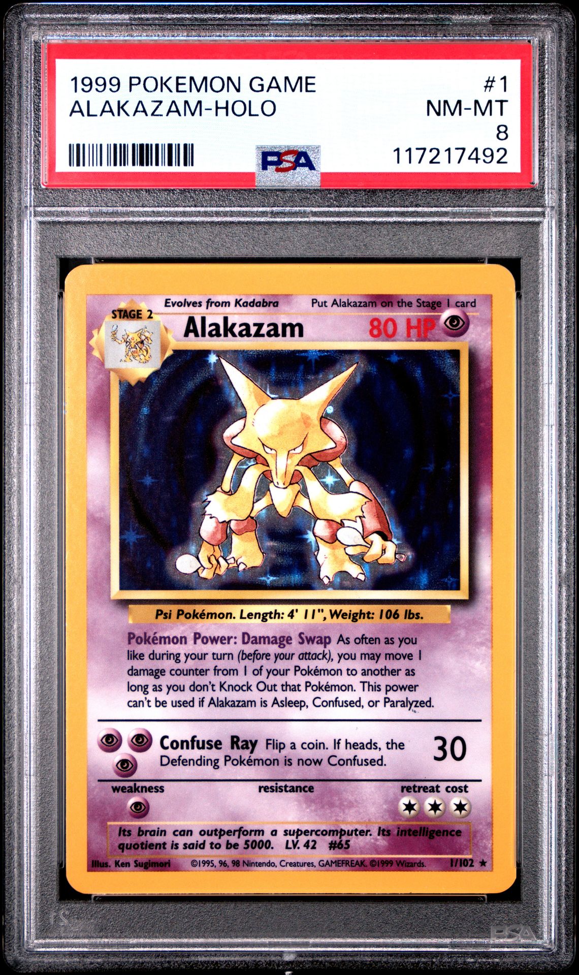 1999 Pokemon Game Alakazam-Holo #1 Nm-Mt 8 front