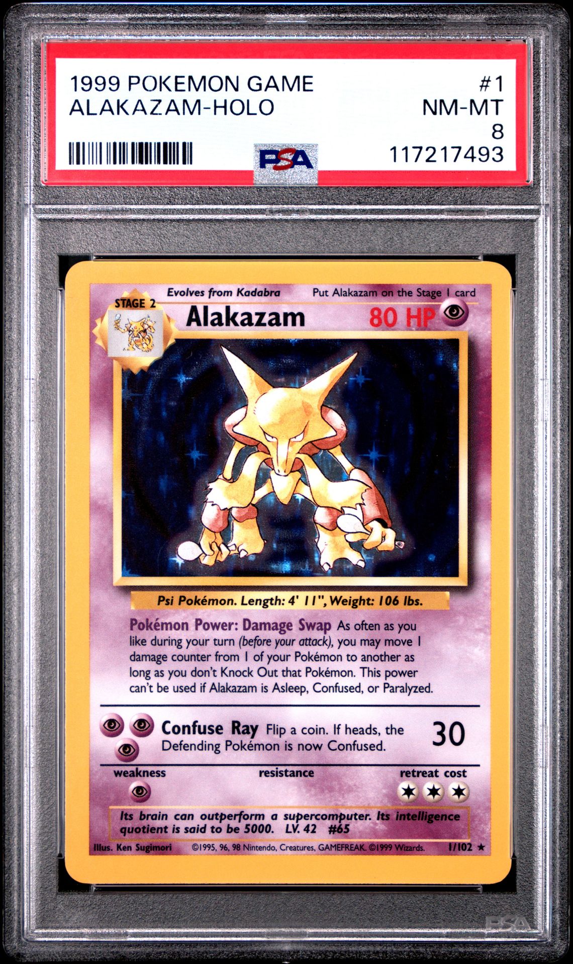 1999 Pokemon Game Alakazam-Holo #1 Nm-Mt 8 front