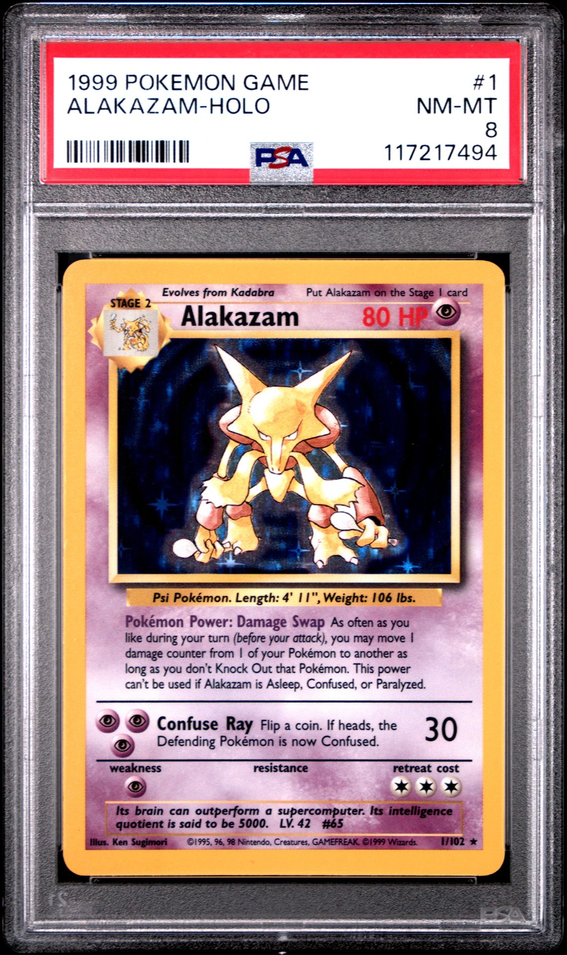 1999 Pokemon Game Alakazam-Holo #1 Nm-Mt 8 front