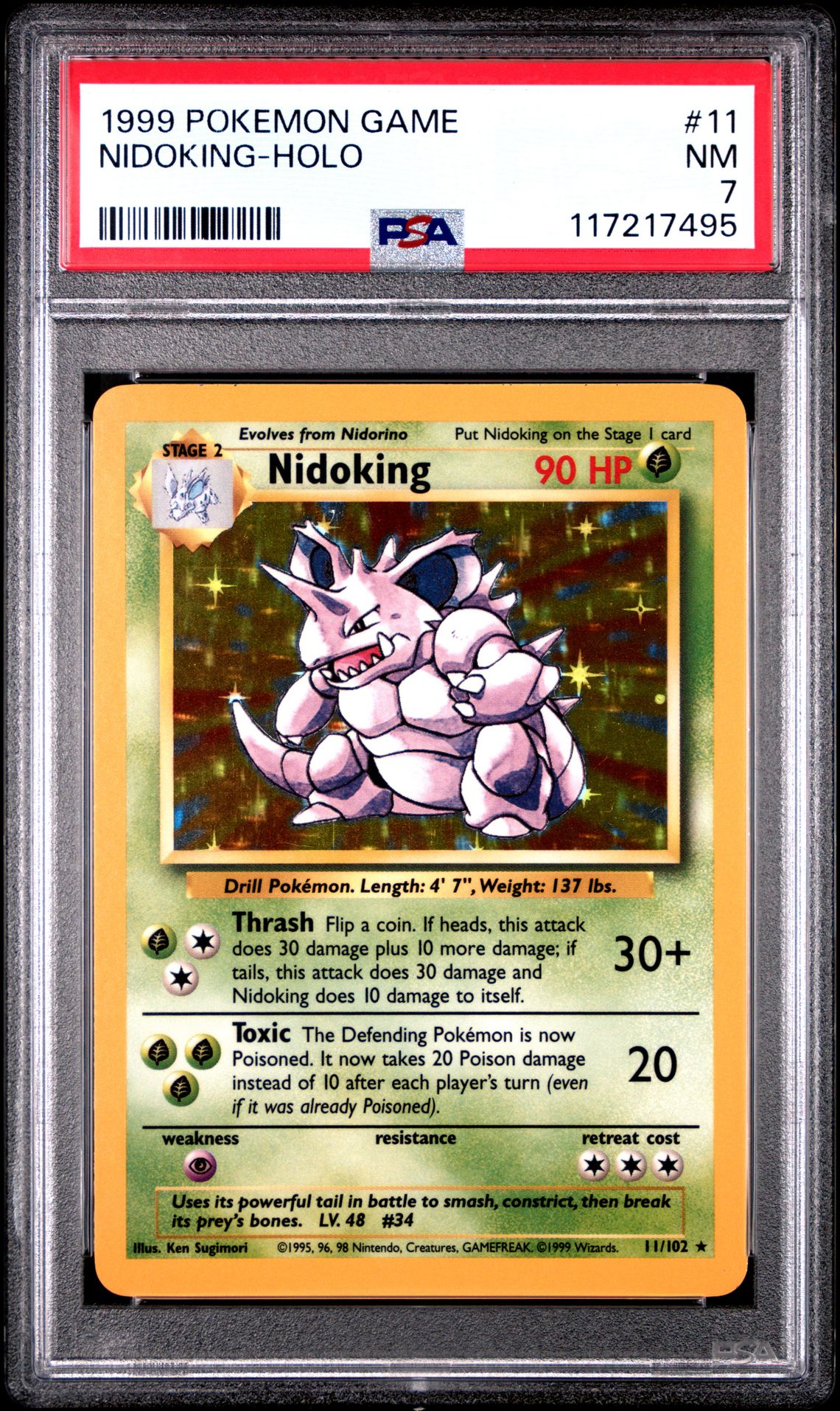 1999 Pokemon Game Nidoking-Holo #11 Nm 7 front
