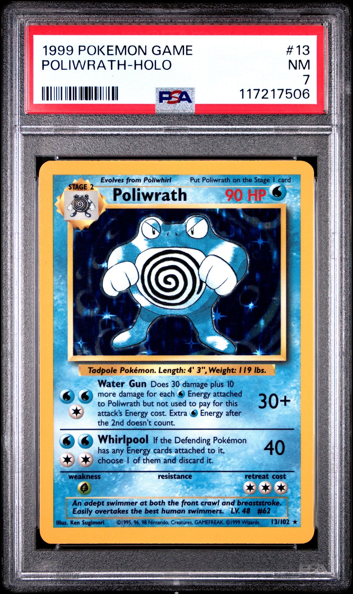 1999 Pokemon Game Poliwrath-Holo #13 Nm 7 front