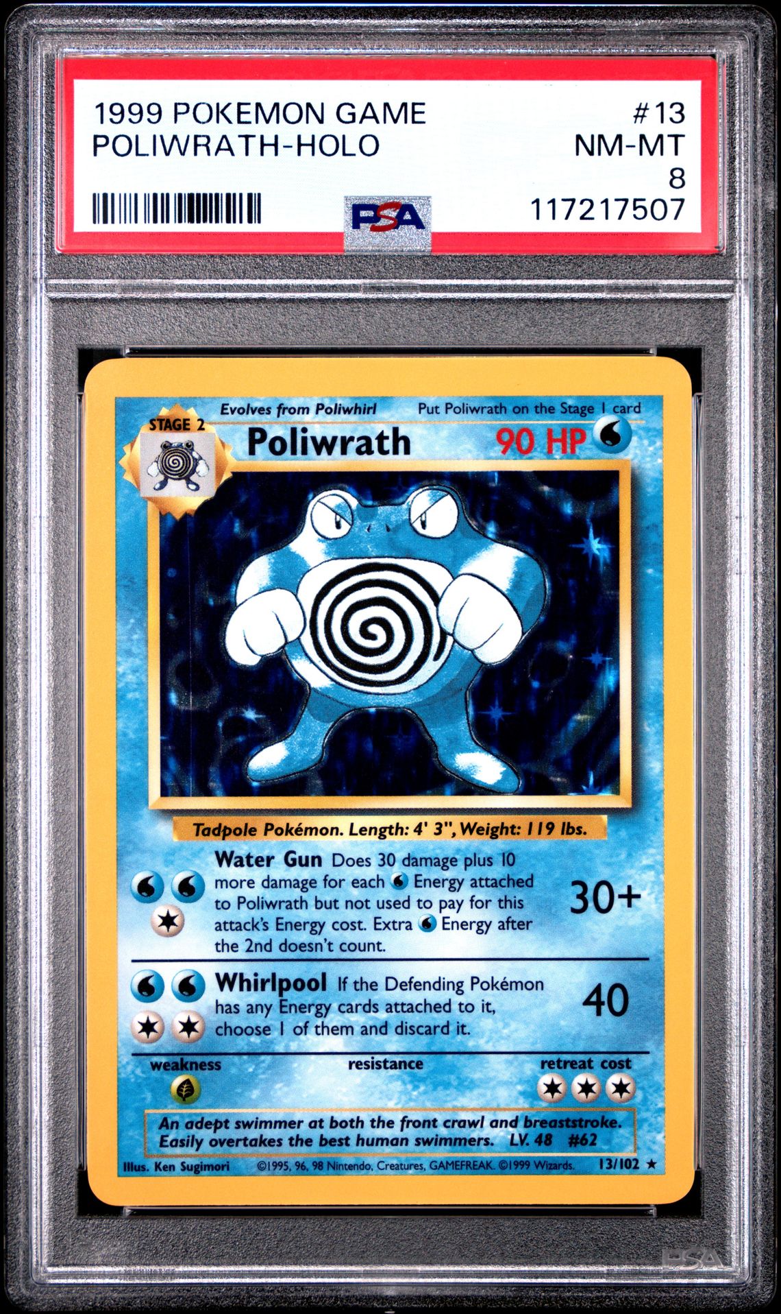 1999 Pokemon Game Poliwrath-Holo #13 Nm-Mt 8 front